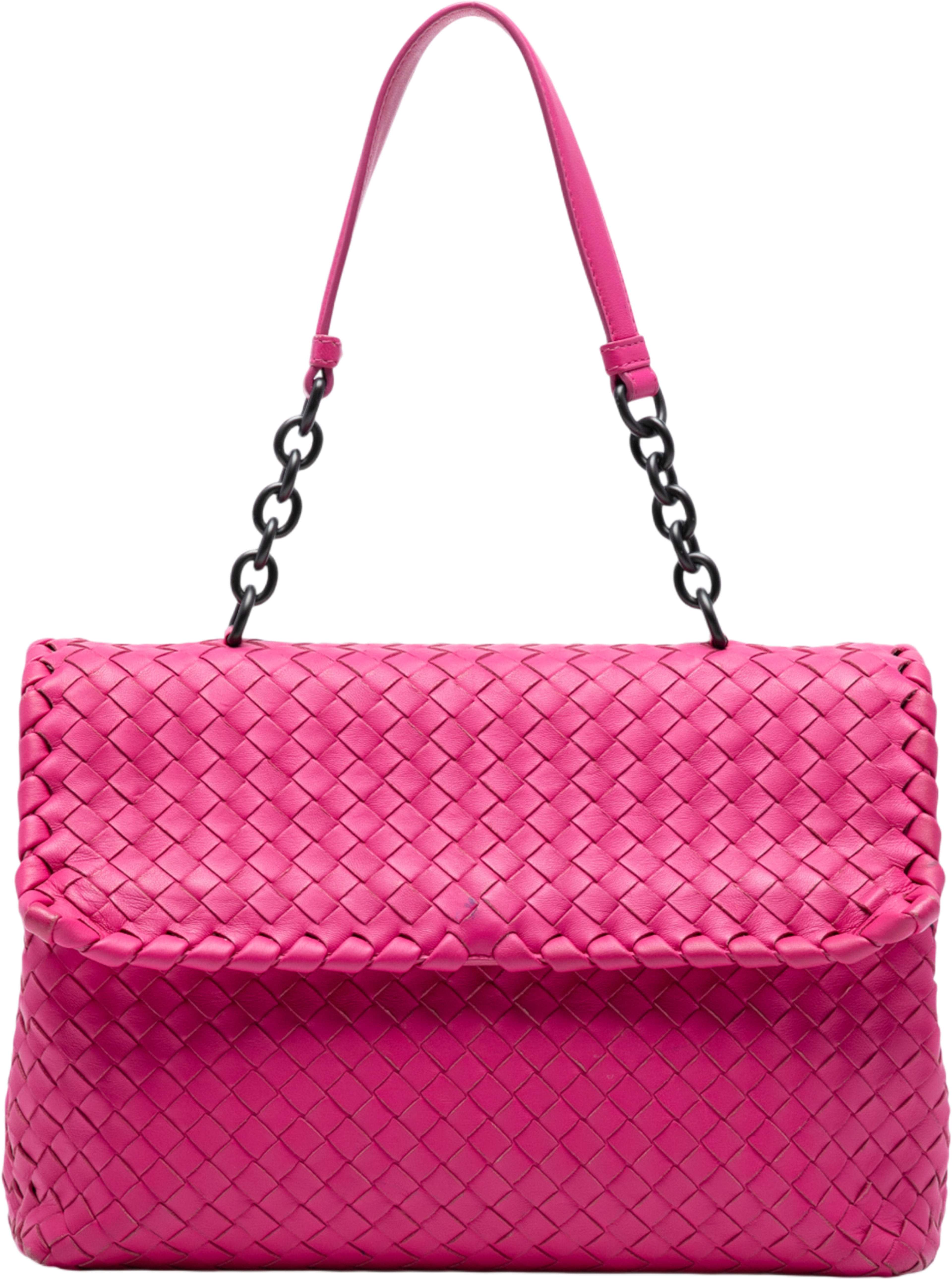 Bottega Veneta Medium Nappa Intrecciato Olimpia Shoulder Bag, från Luxclusif, i färgen pink. Klicka för att öppna bilden i stort format