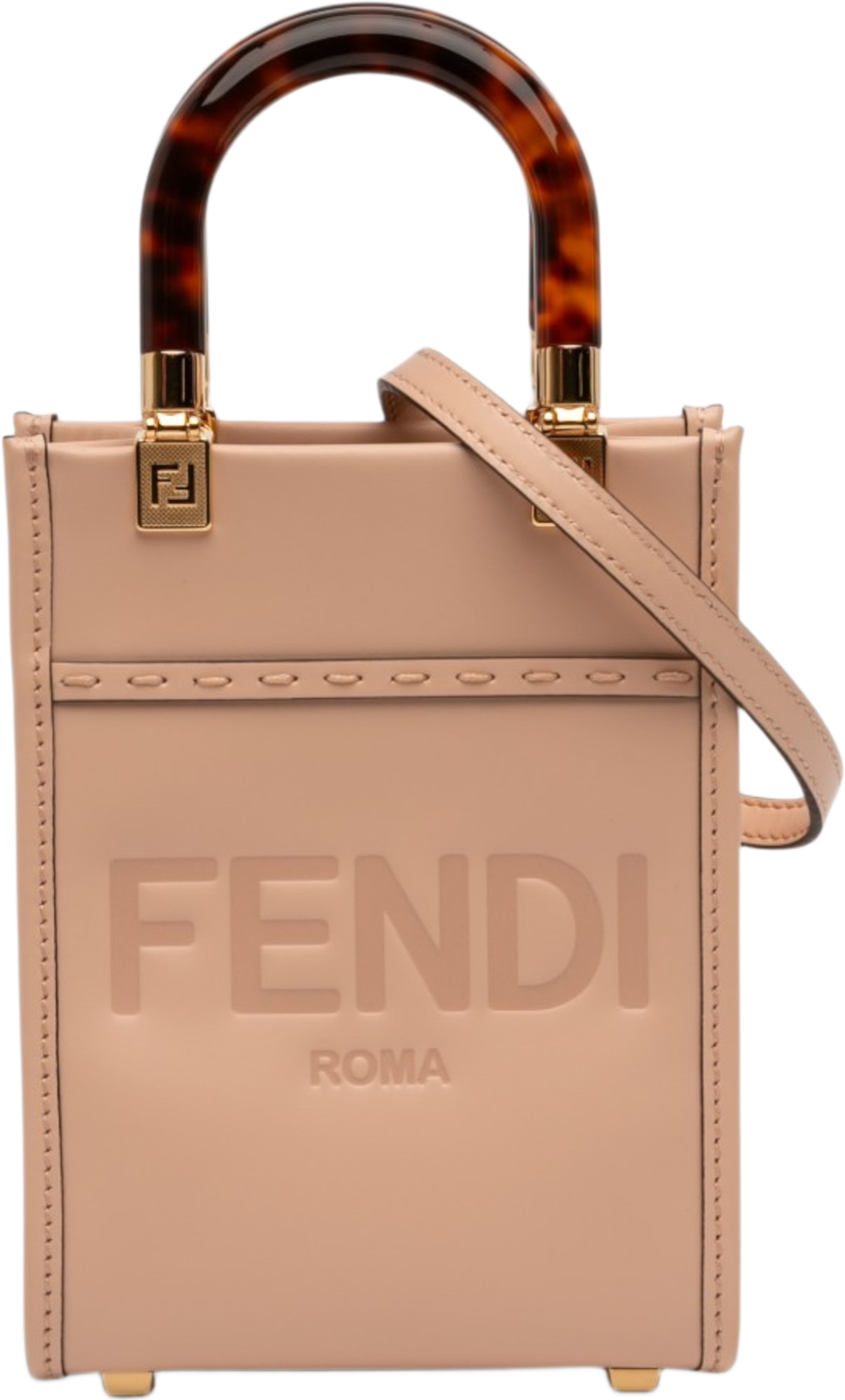 Fendi Mini Leather Sunshine Shopper Tote, från Luxclusif, i färgen rosa. Klicka för att öppna bilden i stort format