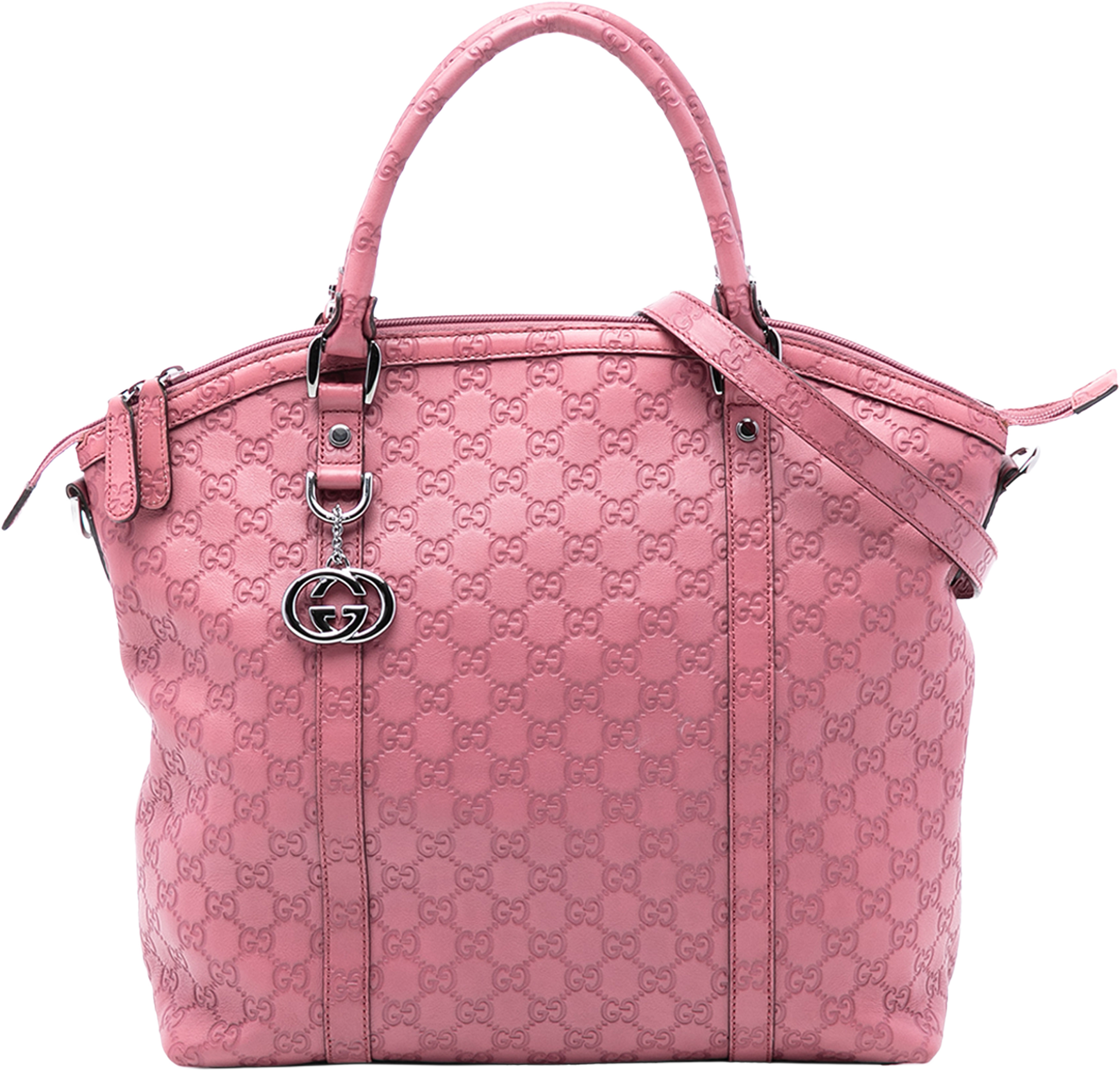 Gucci Large Microguccissima Charm Dome Satchel, från Luxclusif, i färgen pink. Klicka för att öppna bilden i stort format