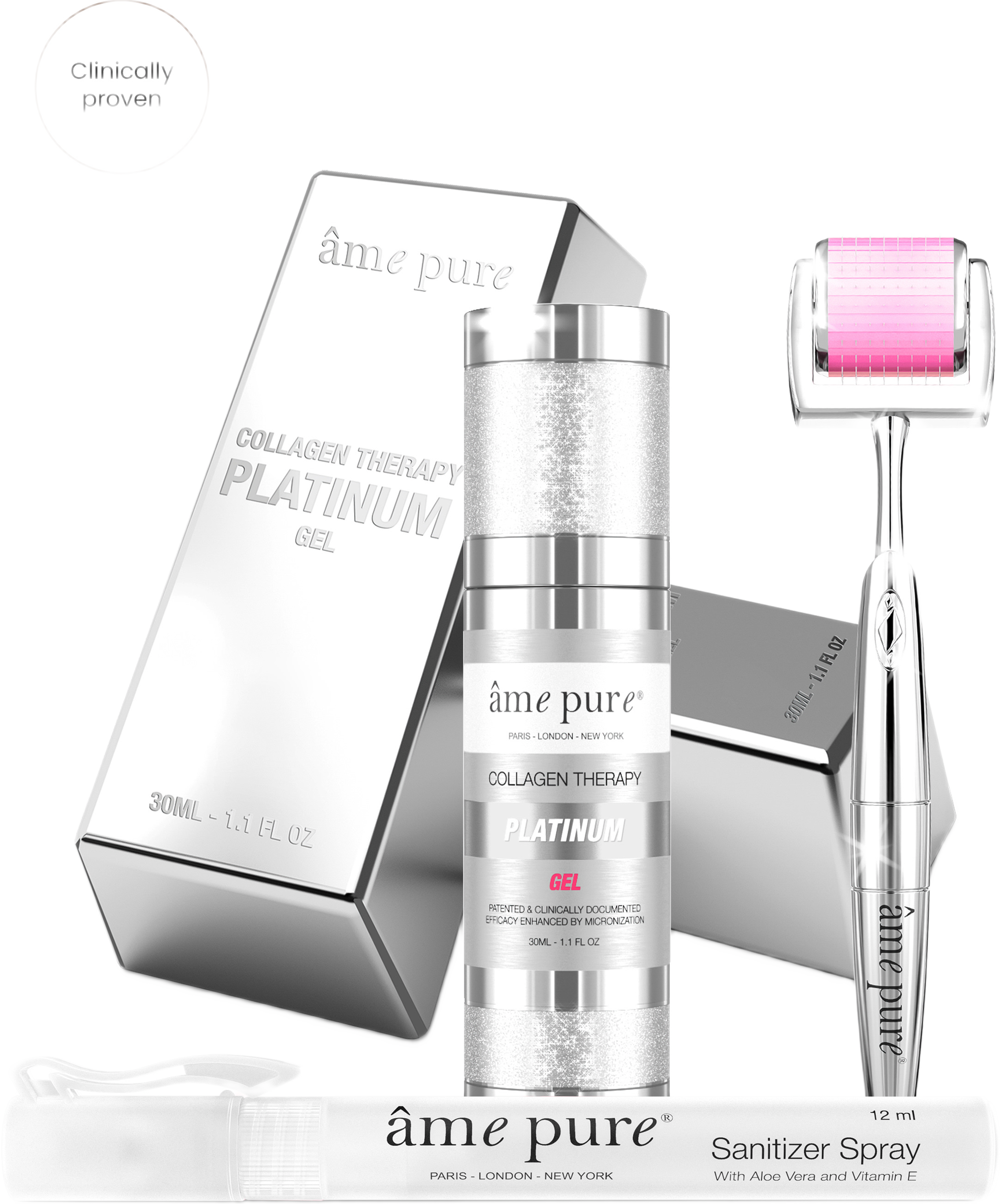 Cit Face Roller Platinum Kit, från Âme Pure, i färgen silver. Klicka för att öppna bilden i stort format