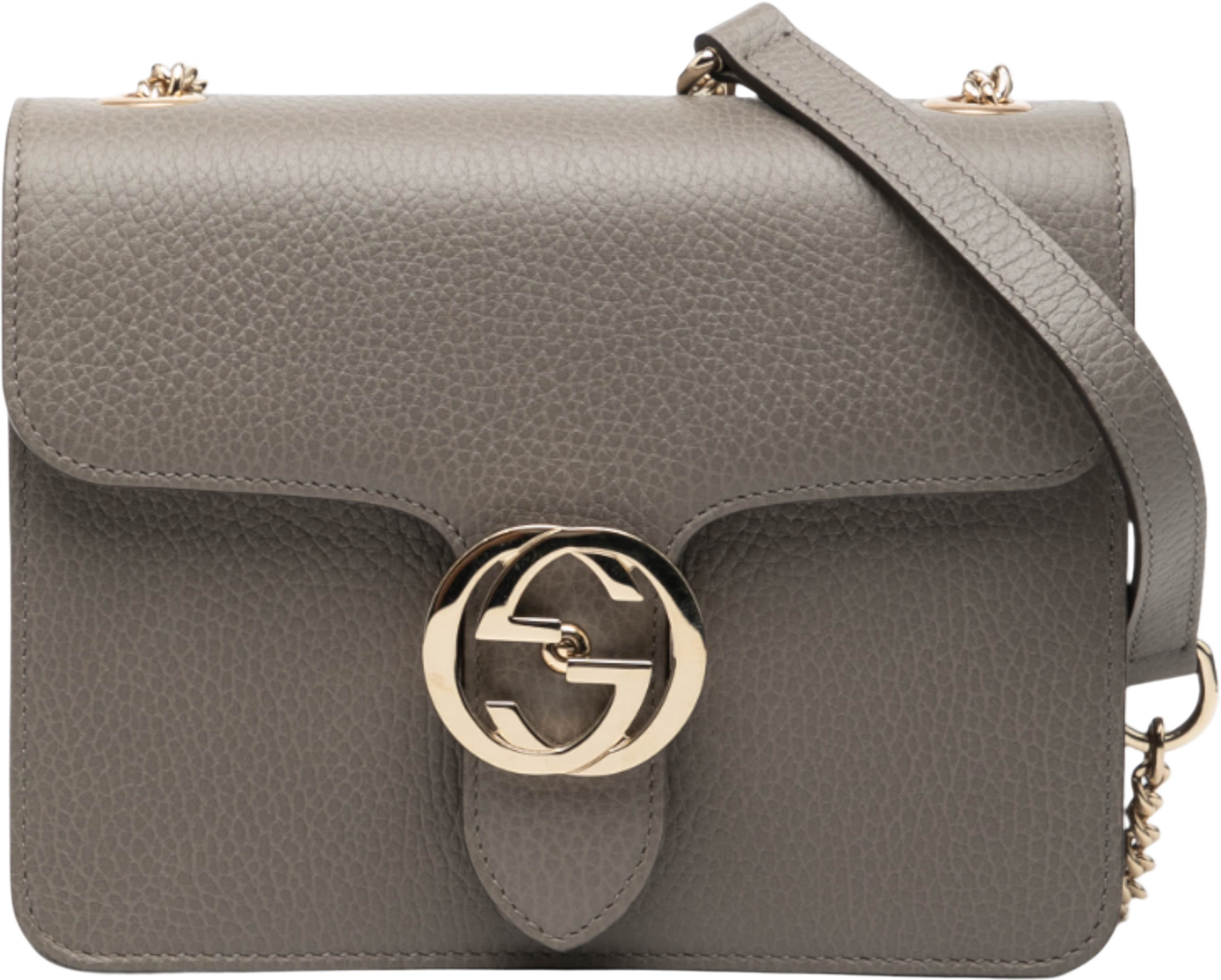 Gucci Small Dollar Calfskin Interlocking G Crossbody, från Luxclusif, i färgen gray. Klicka för att öppna bilden i stort format