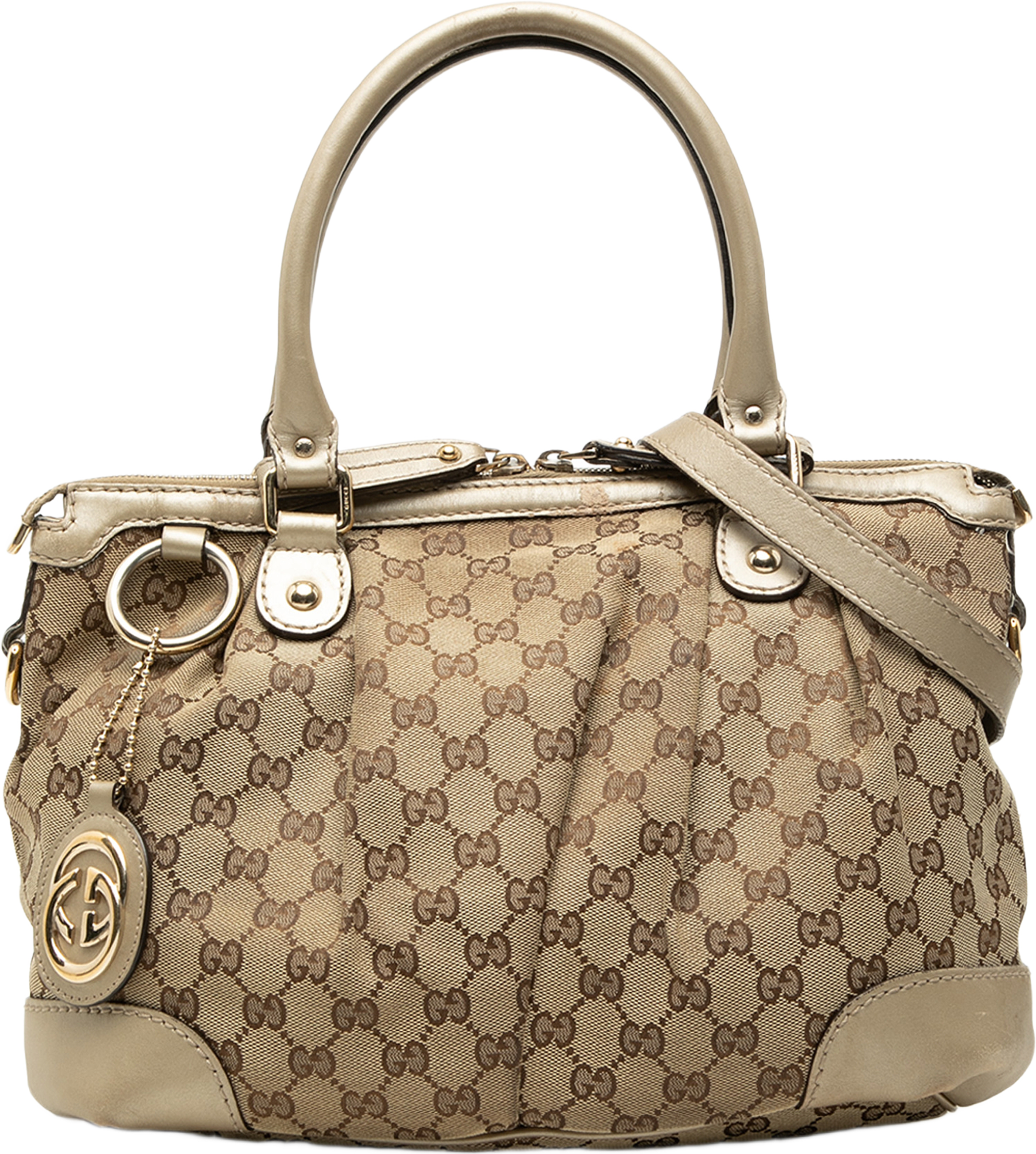 Gucci Gg Canvas Sukey Satchel, från Luxclusif, i färgen beige. Klicka för att öppna bilden i stort format
