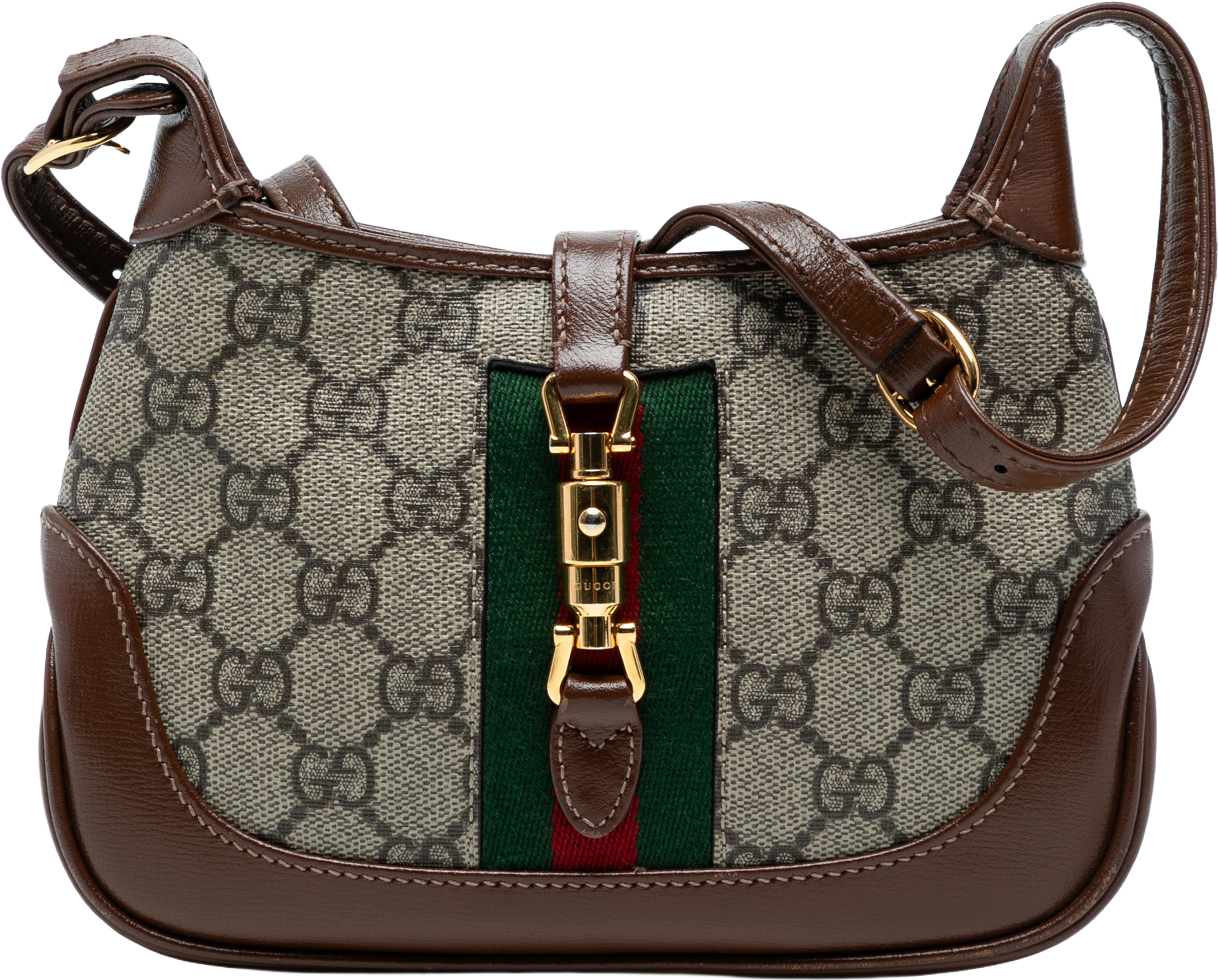 Gucci Mini Gg Supreme Web Jackie 1961 Crossbody, från Luxclusif, i färgen beige. Klicka för att öppna bilden i stort format