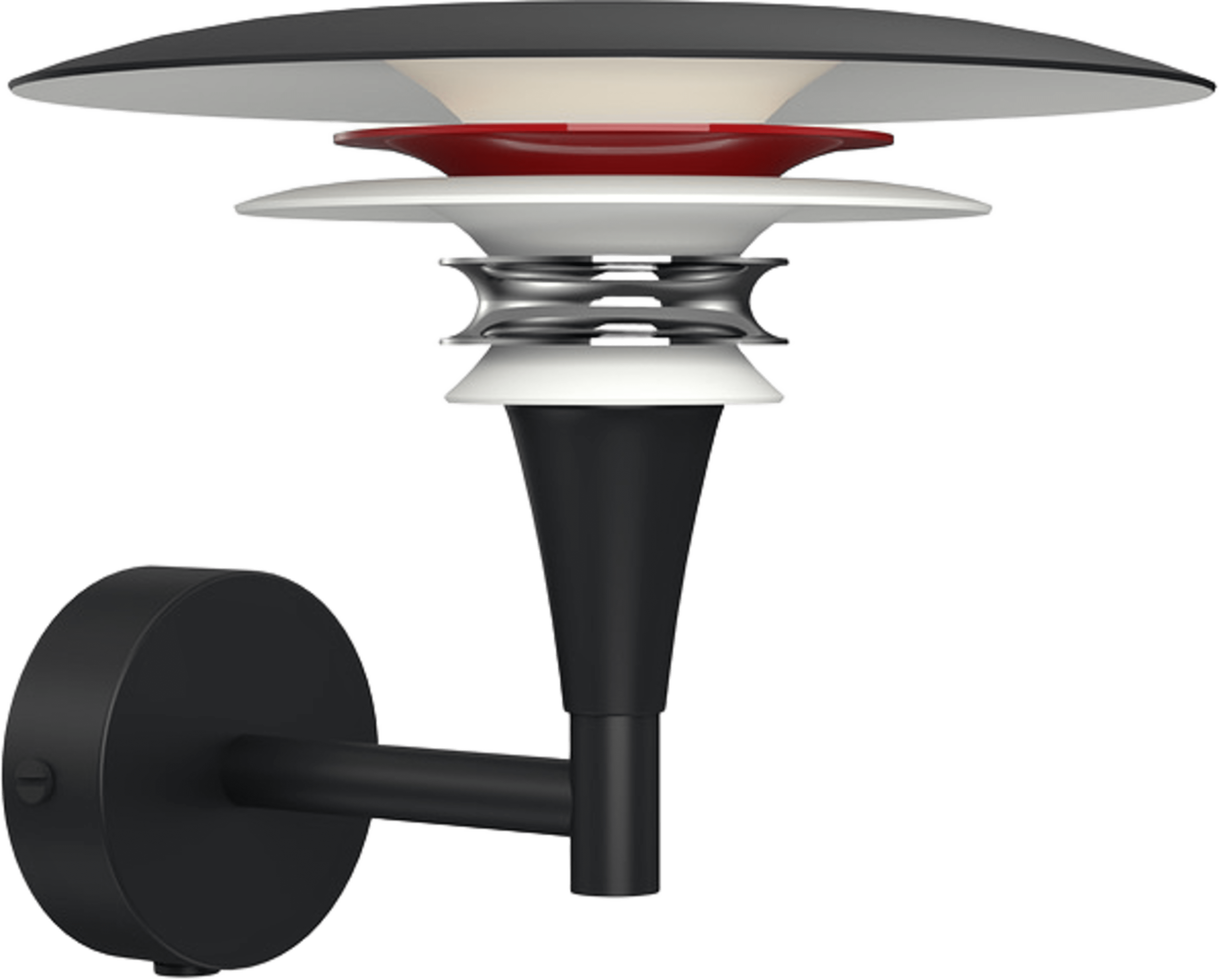 Vägglampett Diablo, från Belid, i färgen mattsvart/blankröd. Klicka för att öppna bilden i stort format