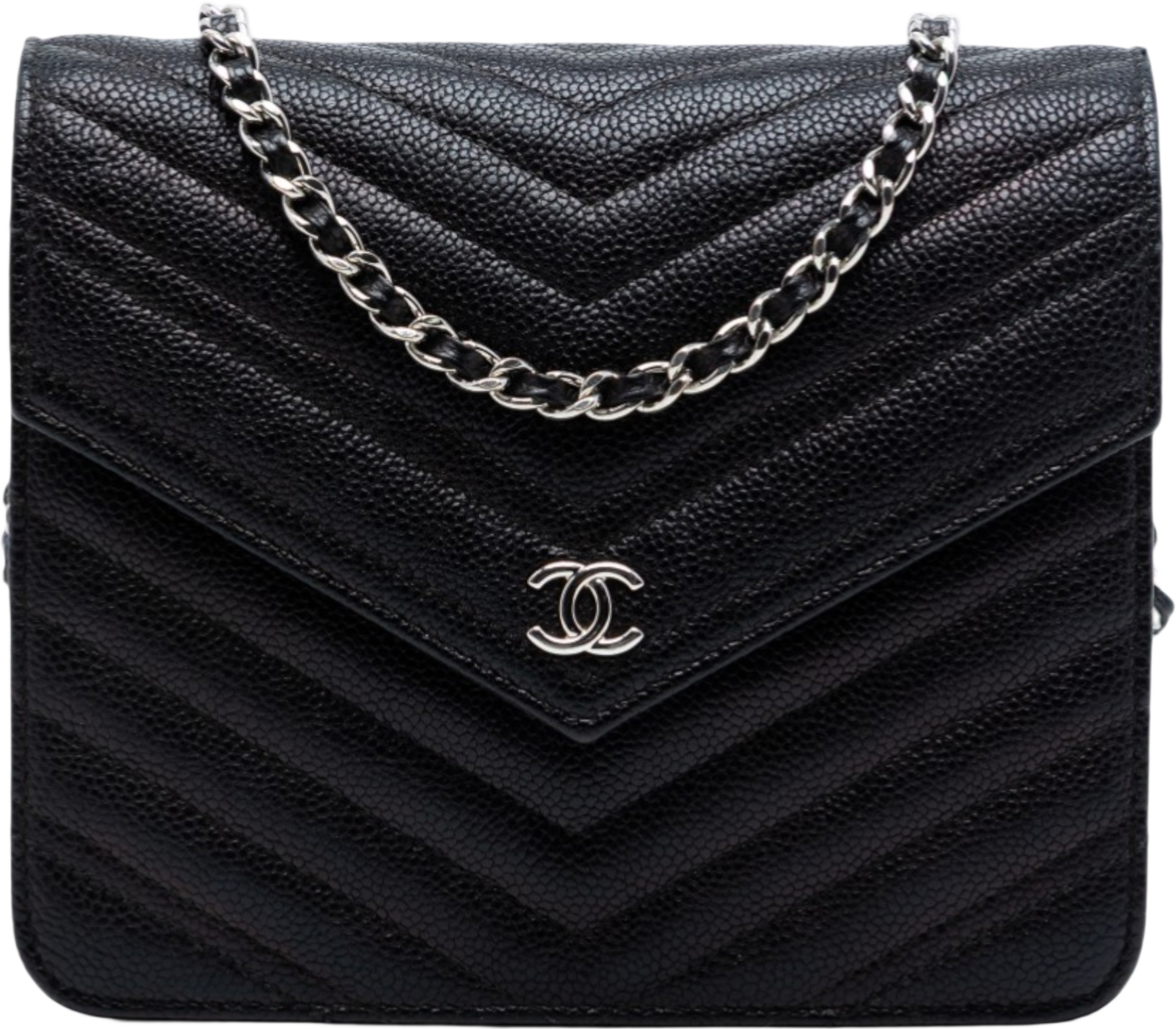 Chanel Cc Chevron Caviar Square Wallet On Chain, från Luxclusif, i färgen black. Klicka för att öppna bilden i stort format