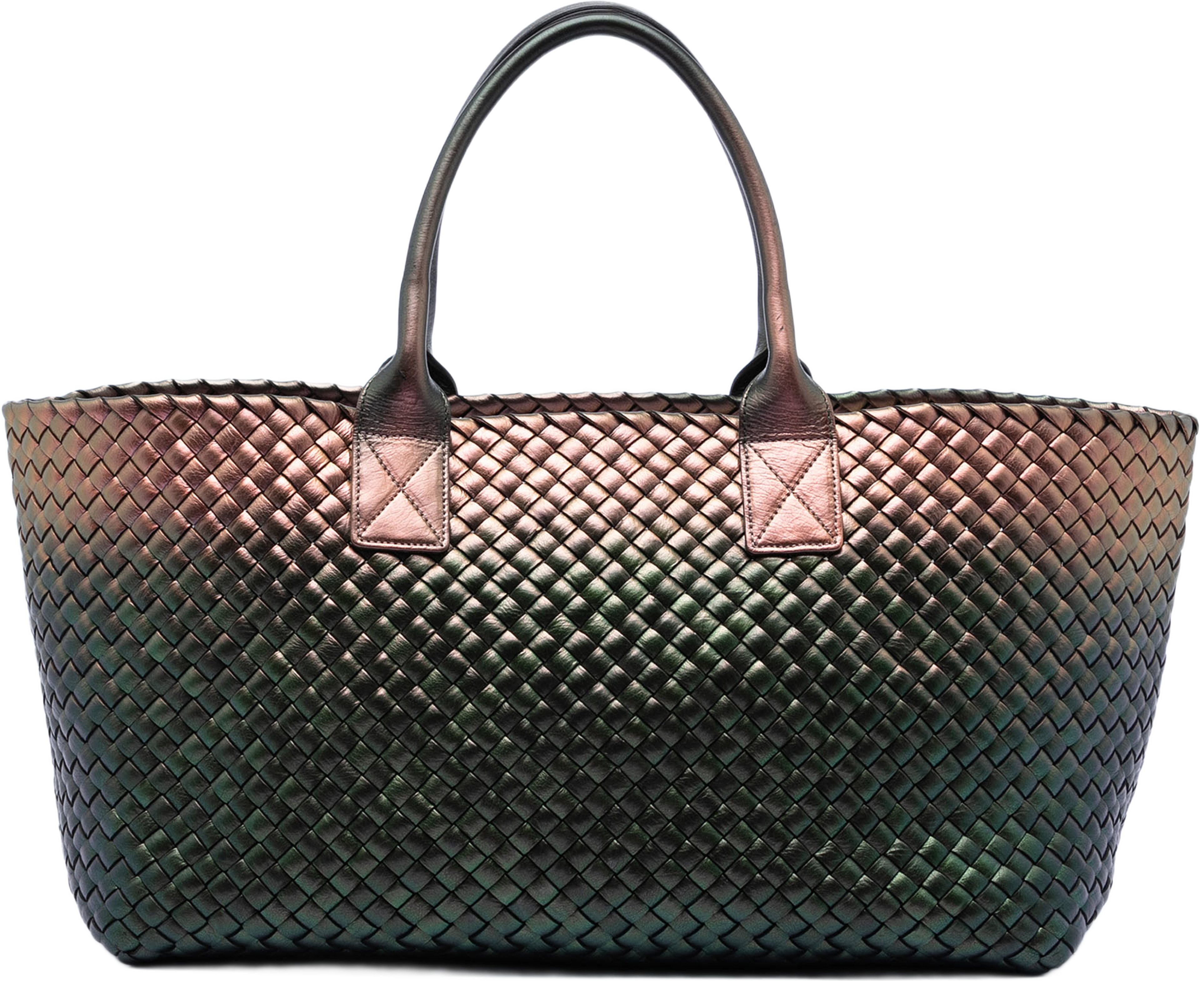 Bottega Veneta Medium Iridescent Nappa Intrecciato Cabat Tote, från Luxclusif, i färgen bronze. Klicka för att öppna bilden i stort format