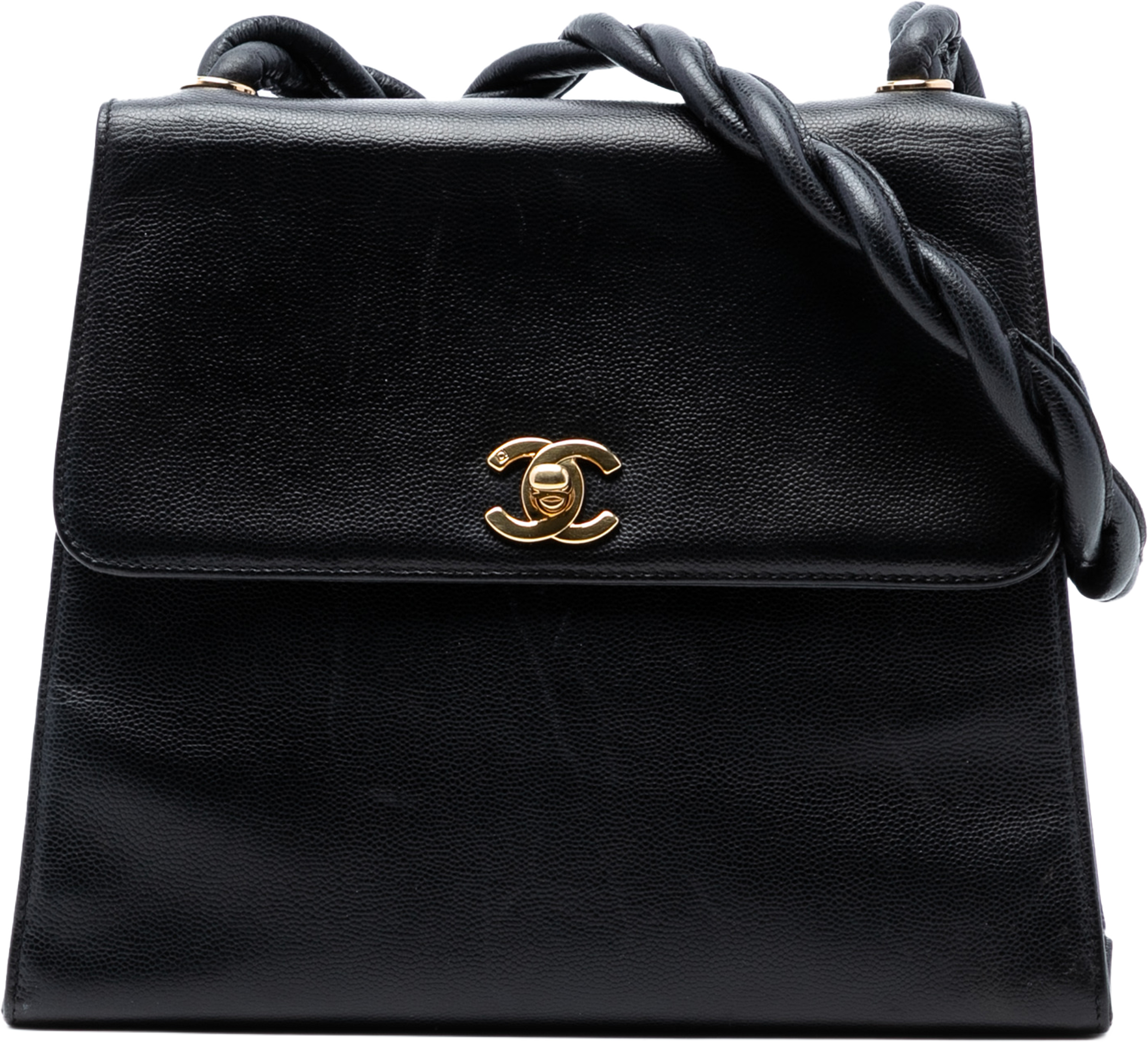 Chanel Cc Caviar Twisted Strap Shoulder Bag, från Luxclusif, i färgen black. Klicka för att öppna bilden i stort format