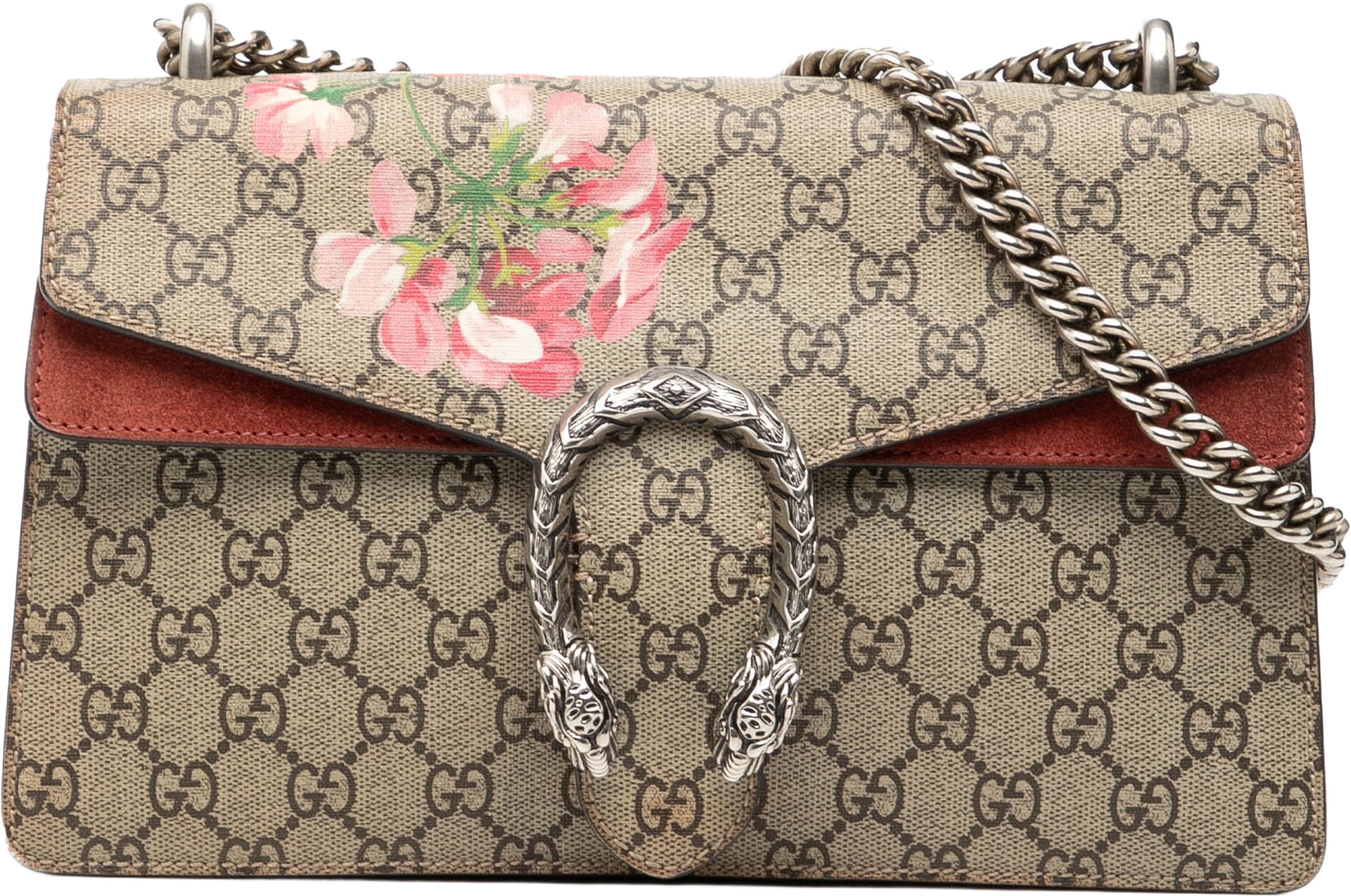 Gucci Small Gg Supreme Blooms Dionysus Shoulder Bag, från Luxclusif, i färgen beige. Klicka för att öppna bilden i stort format