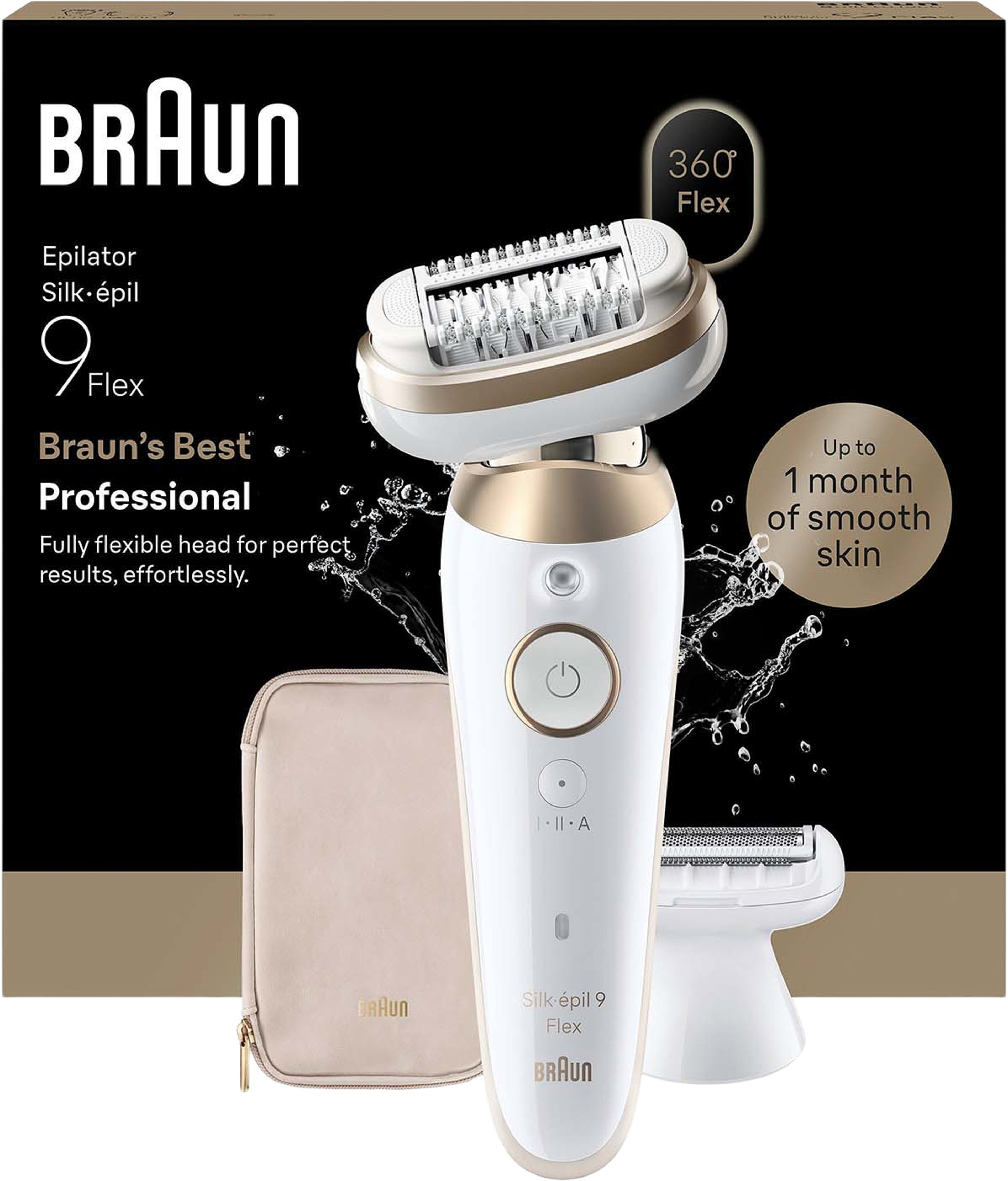 Epilator Silk·épil 9 Flex Wet & Dry, Långvarigt Slät Hud, 9-030 3d, Guld, från Braun, i färgen guld. Klicka för att öppna bilden i stort format