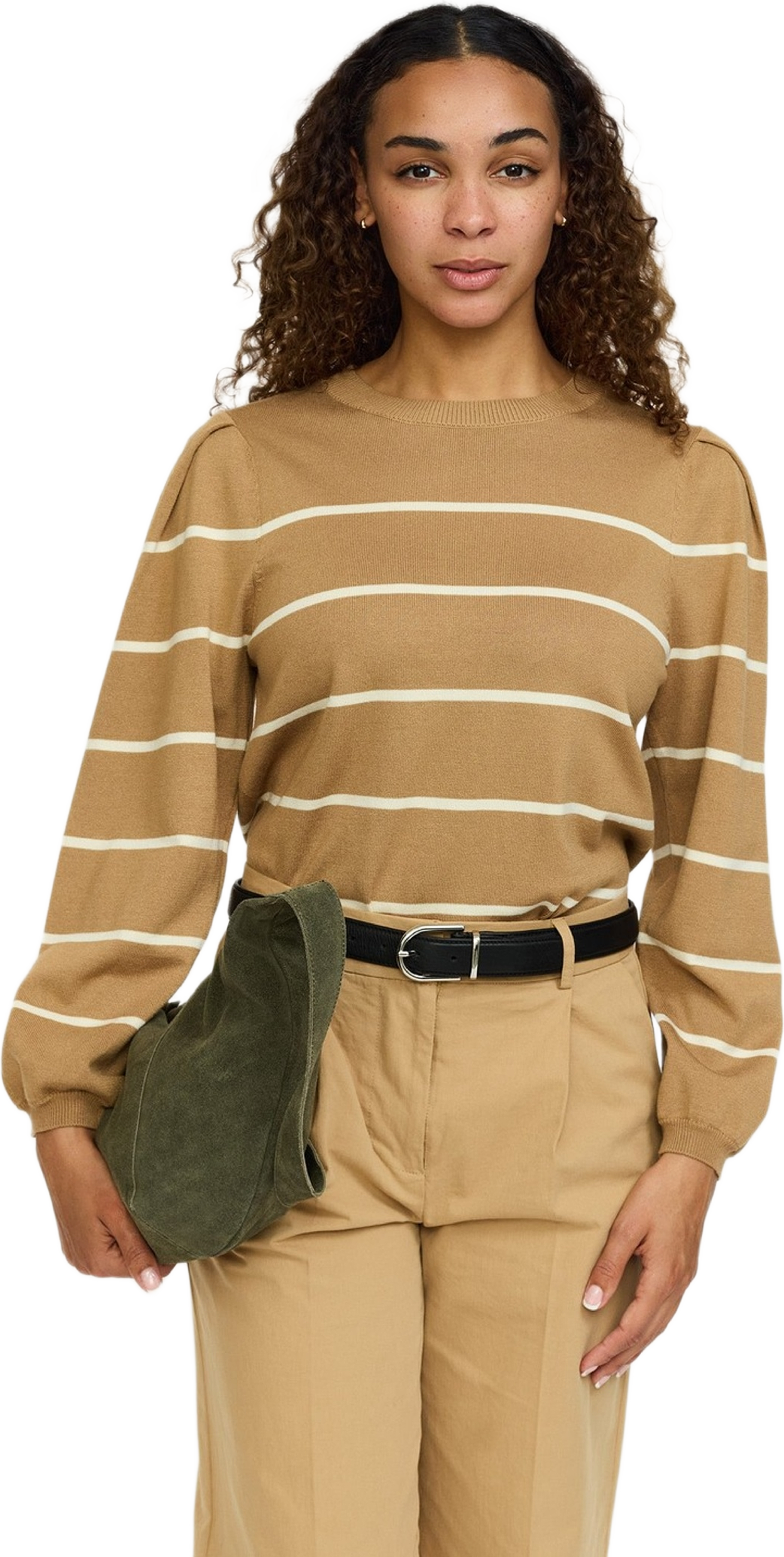 Srmarla O-neck Stripe Knit - Cartouche, från Soft Rebels, i färgen cartouche. Klicka för att öppna bilden i stort format