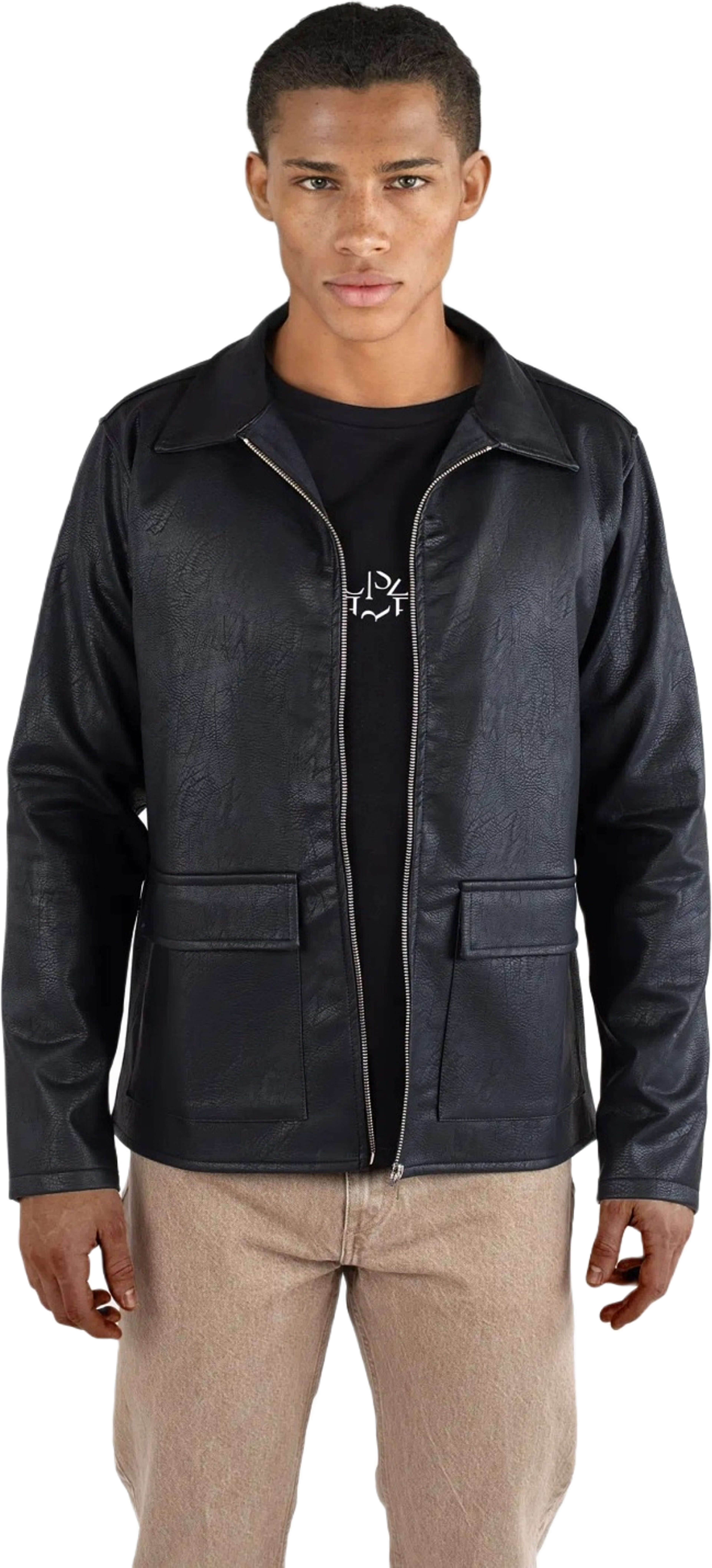 Mel Vegan Leather Hybrid Jacket - Black