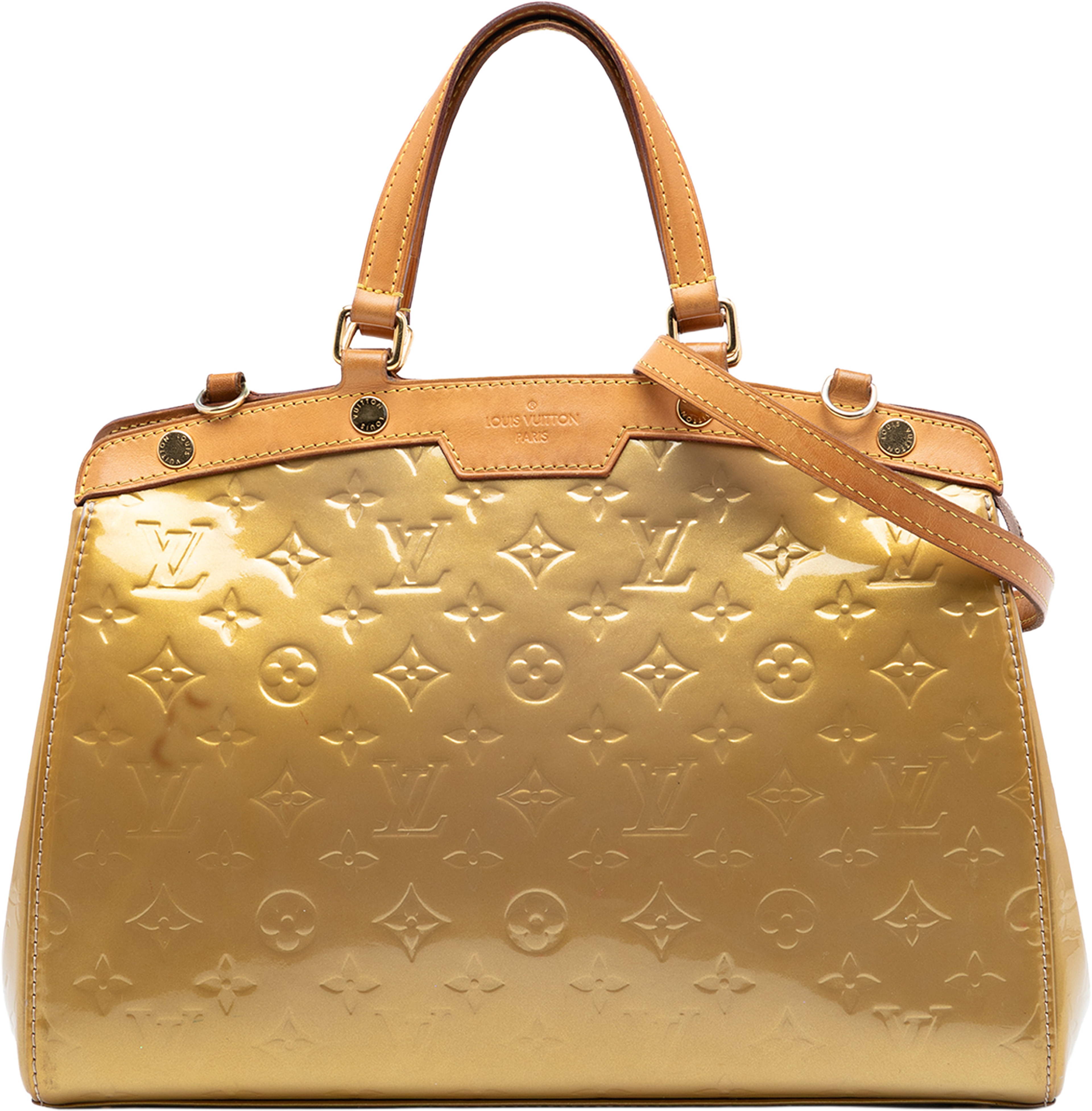 Louis Vuitton Monogram Vernis Brea Mm, från Luxclusif, i färgen gold. Klicka för att öppna bilden i stort format