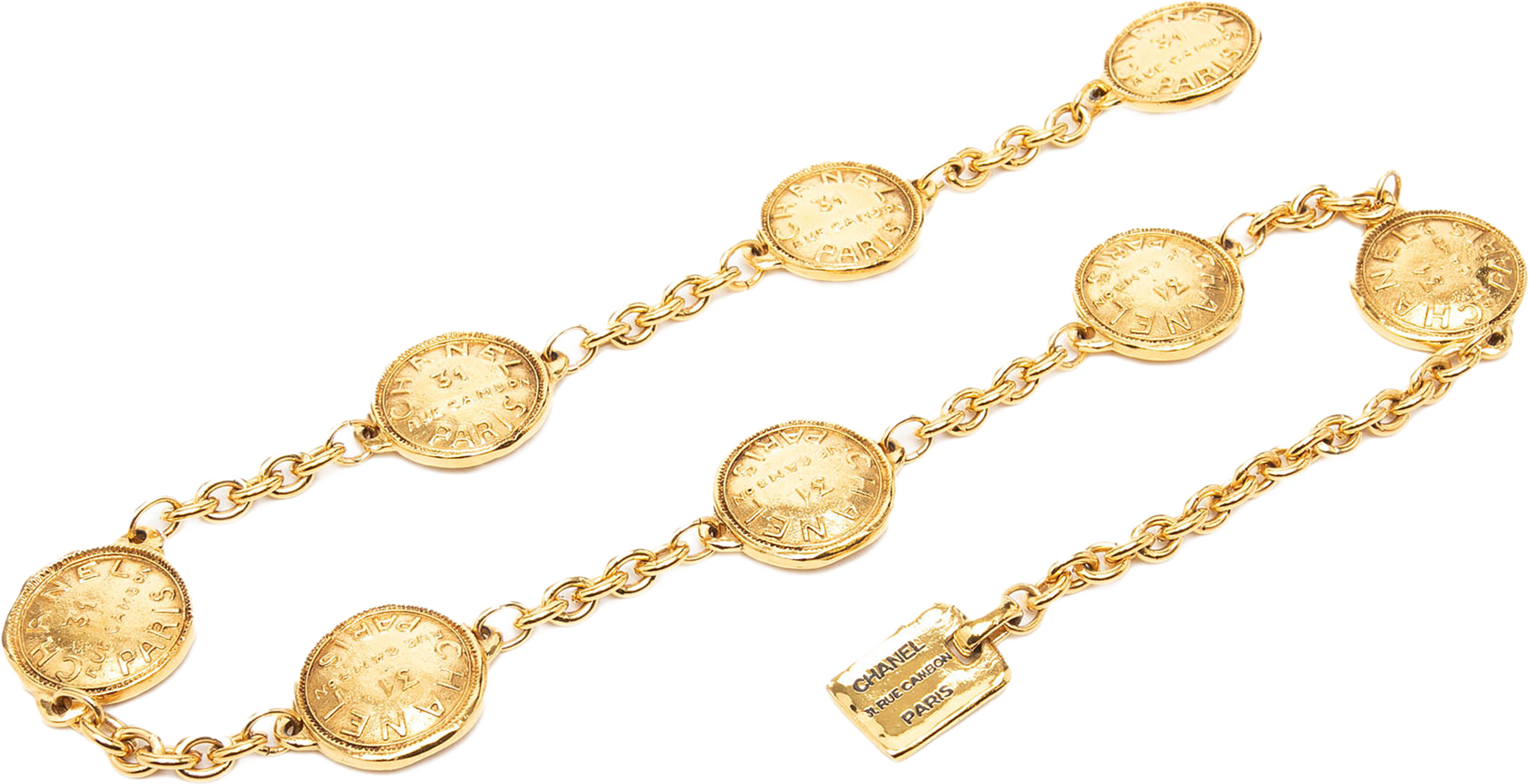 Chanel Cc Gold Plated 31 Rue Cambon Medallion Chain Belt, från Luxclusif, i färgen guld. Klicka för att öppna bilden i stort format
