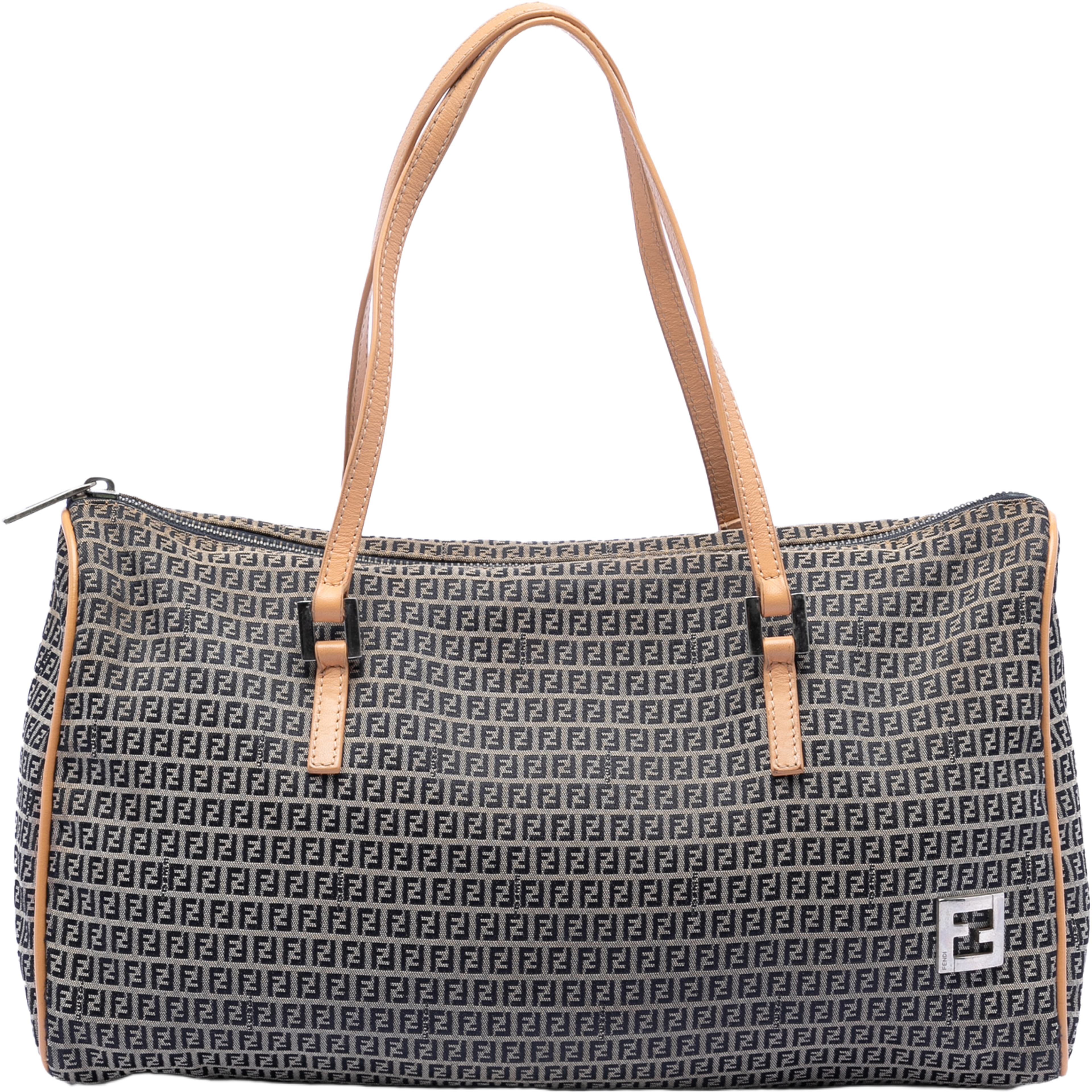 Fendi Micro Zucchino Canvas Bauletto Handbag, från Luxclusif, i färgen beige. Klicka för att öppna bilden i stort format