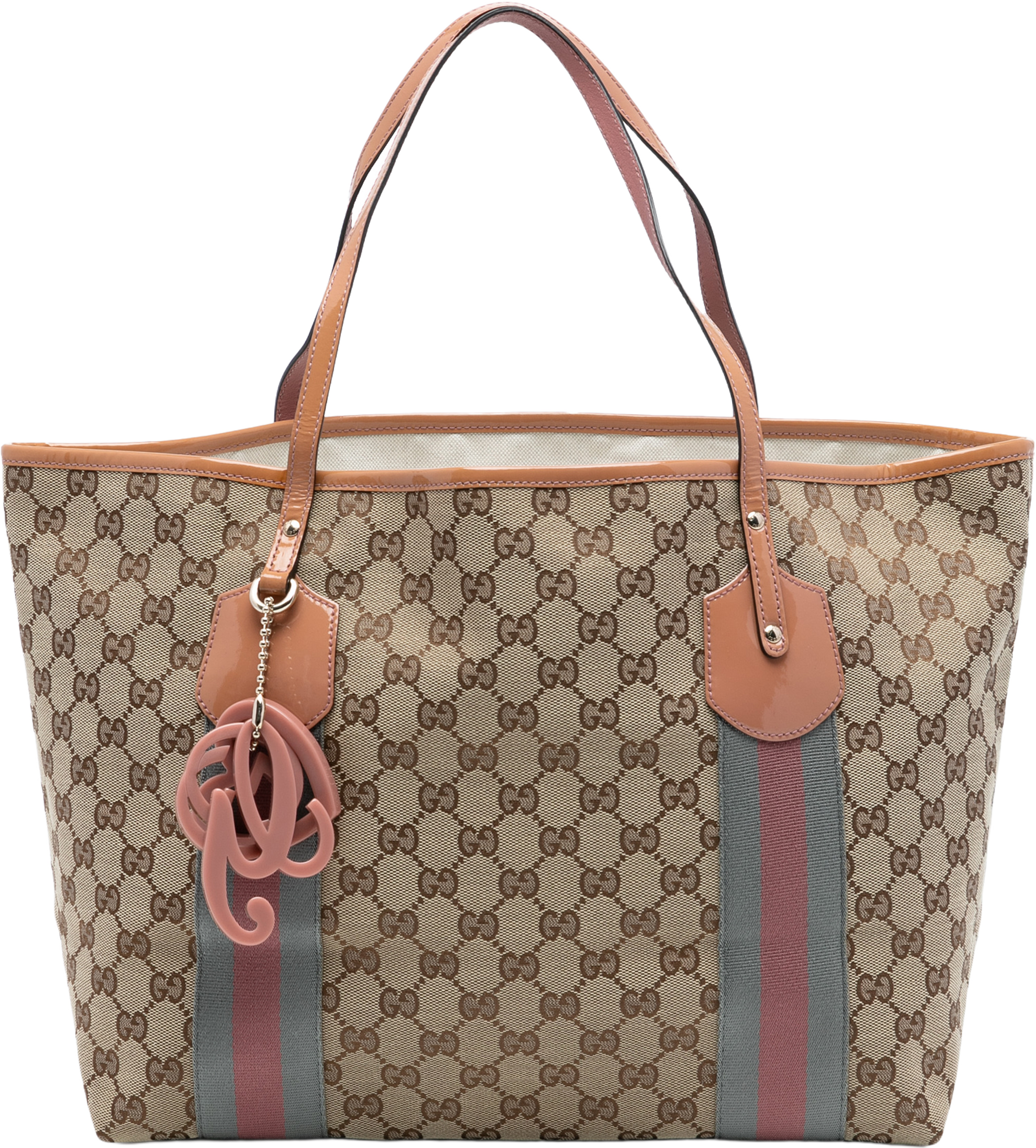 Gucci Gg Canvas Web Jolie Tote, från Luxclusif, i färgen beige. Klicka för att öppna bilden i stort format