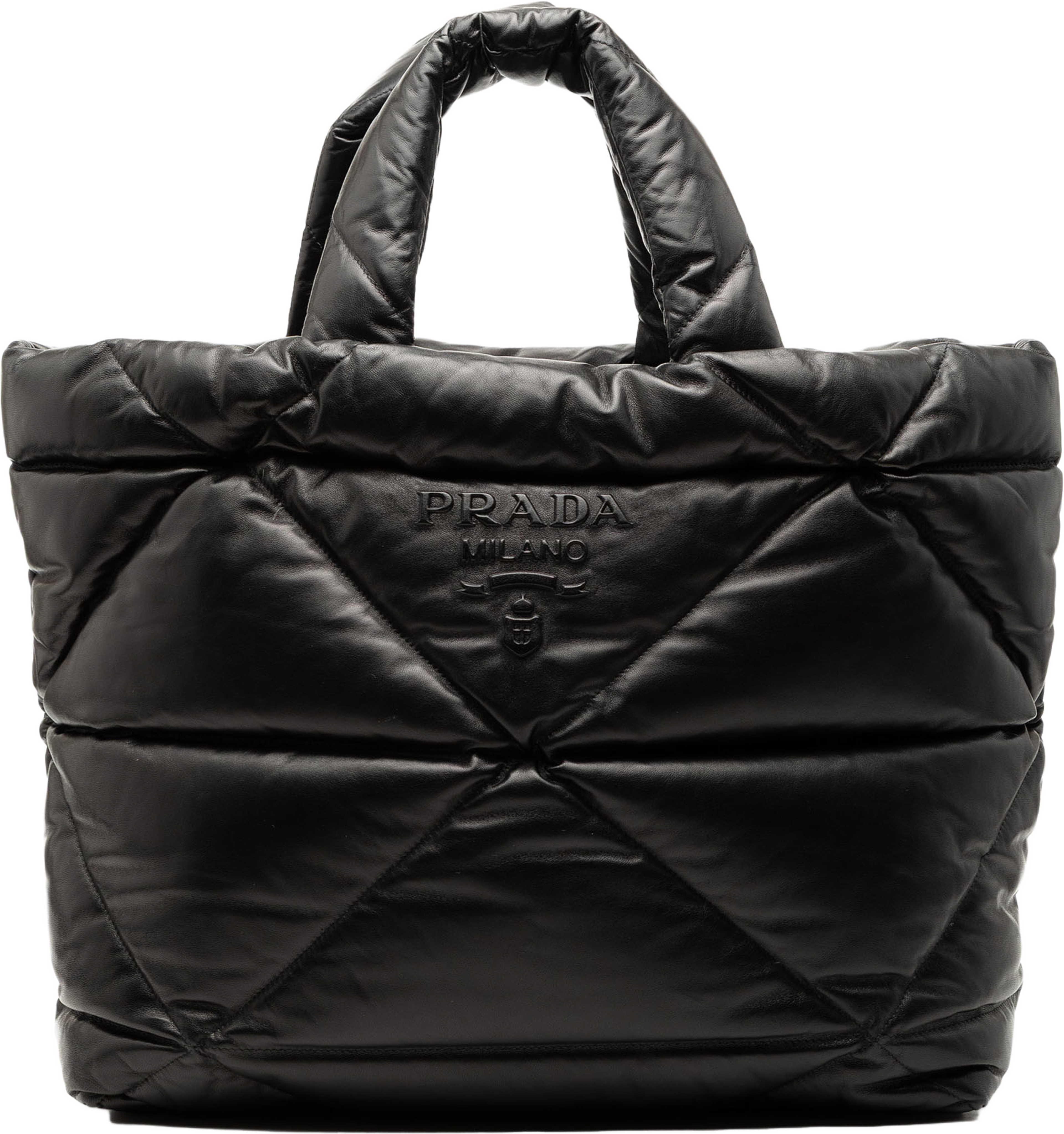 Prada Large Quilted Nappa Padded Tote, från Luxclusif, i färgen black. Klicka för att öppna bilden i stort format
