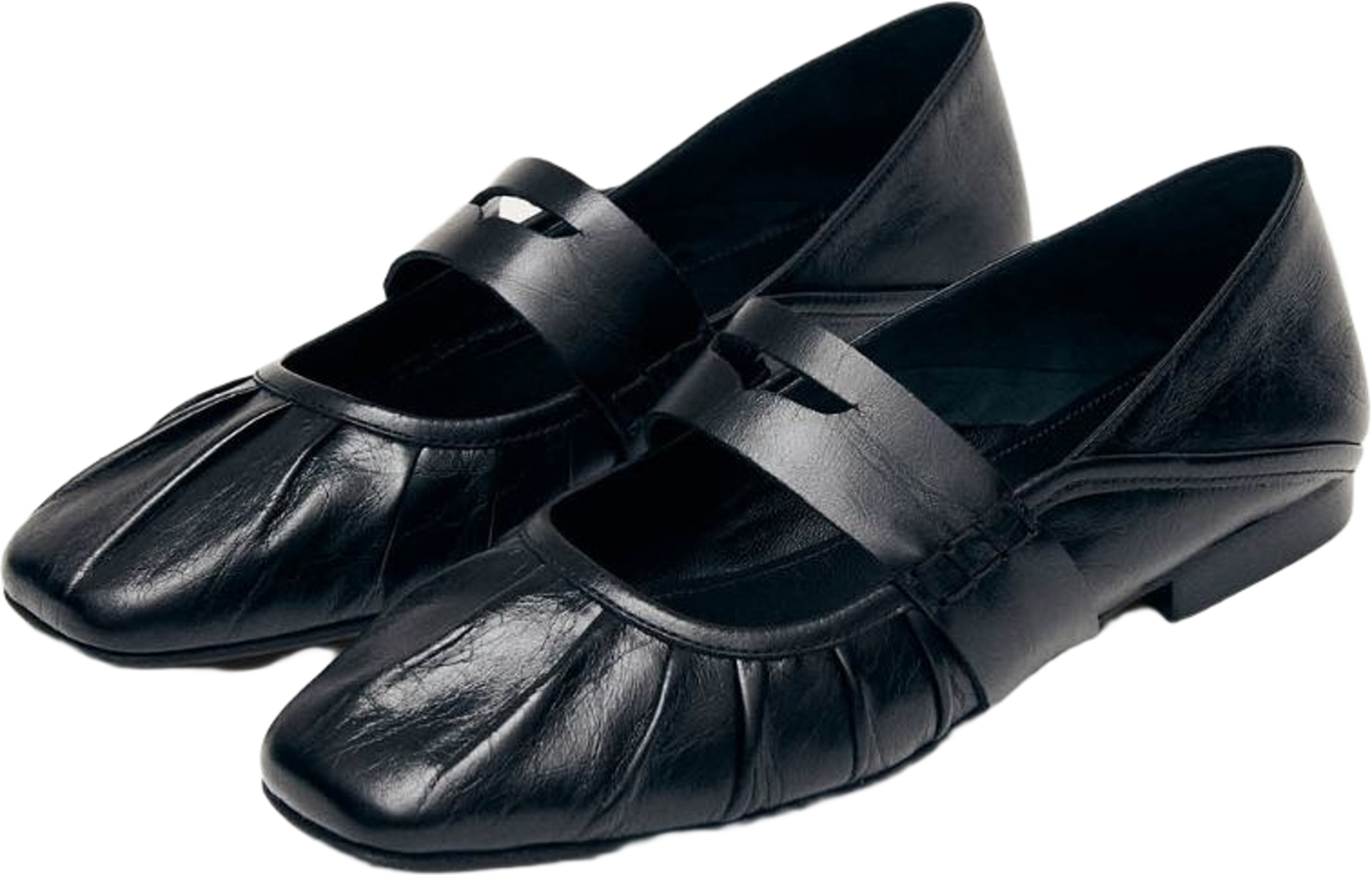 Bargo Black Leather Ballet Flats