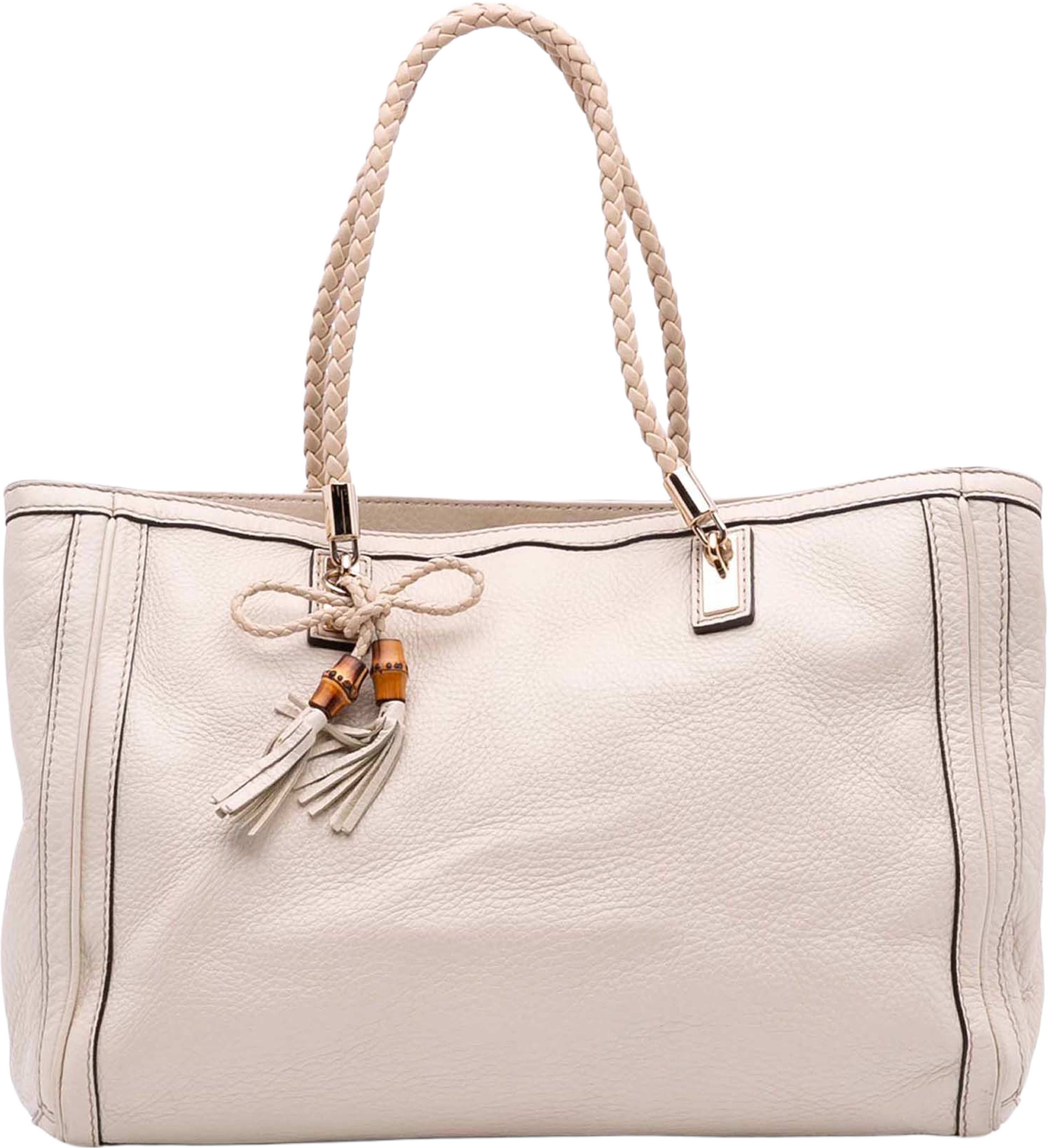 Gucci Medium Leather Bella Tote, från Luxclusif, i färgen ivory. Klicka för att öppna bilden i stort format