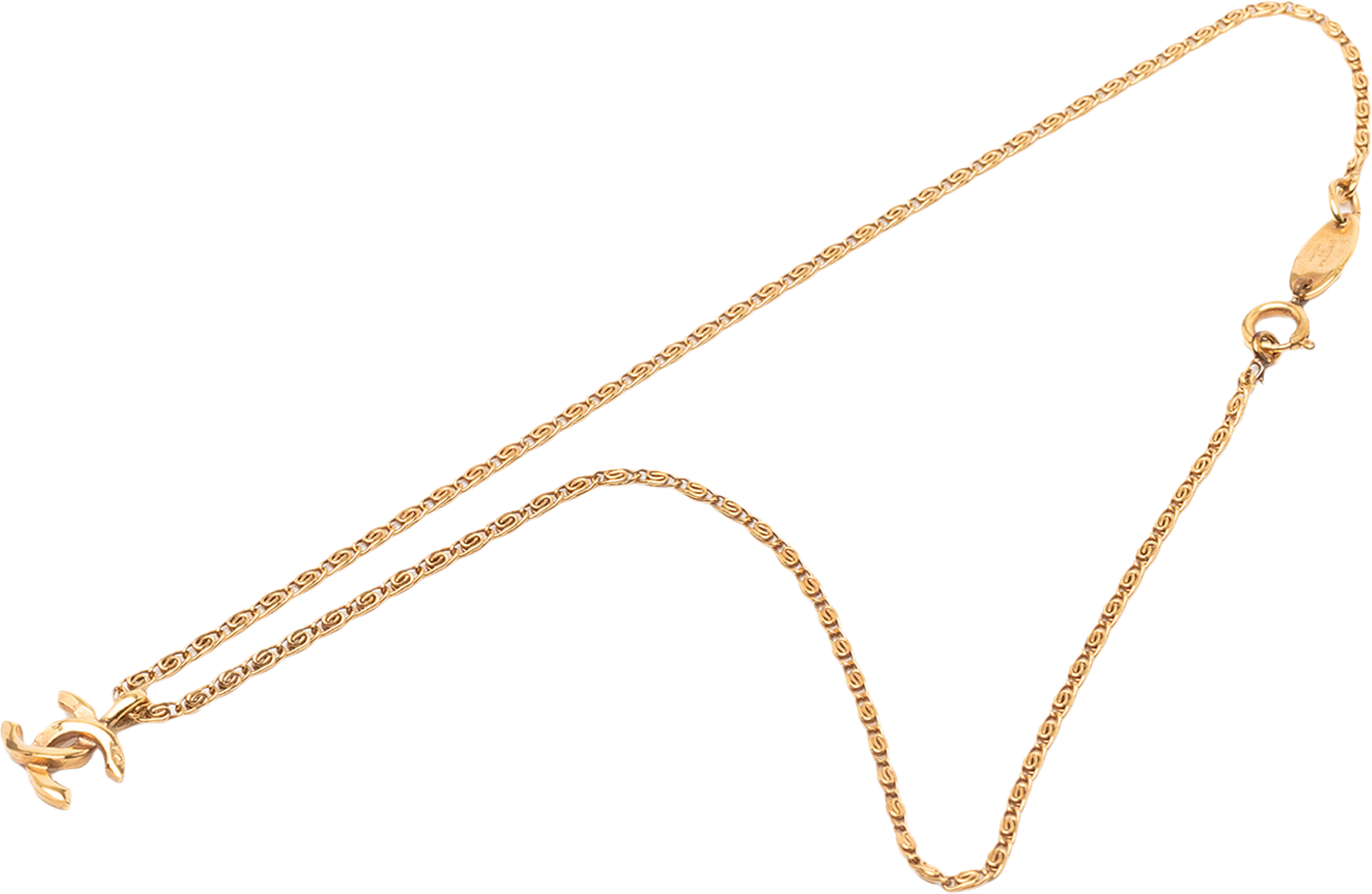 Chanel Cc Gold Plated Pendant Necklace, från Luxclusif, i färgen gold. Klicka för att öppna bilden i stort format