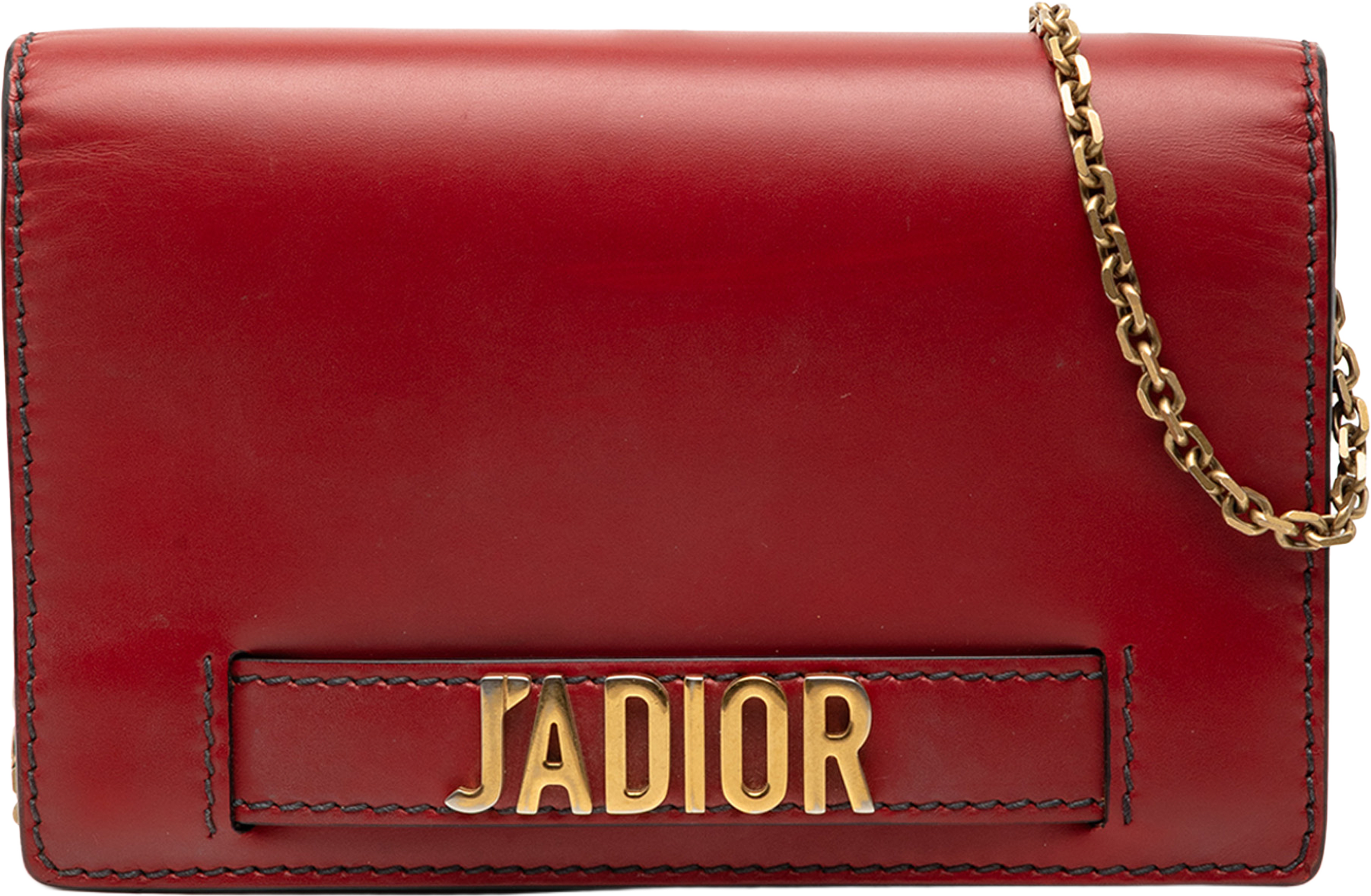 Dior Calfskin J Adior Wallet On Chain, från Luxclusif, i färgen red. Klicka för att öppna bilden i stort format