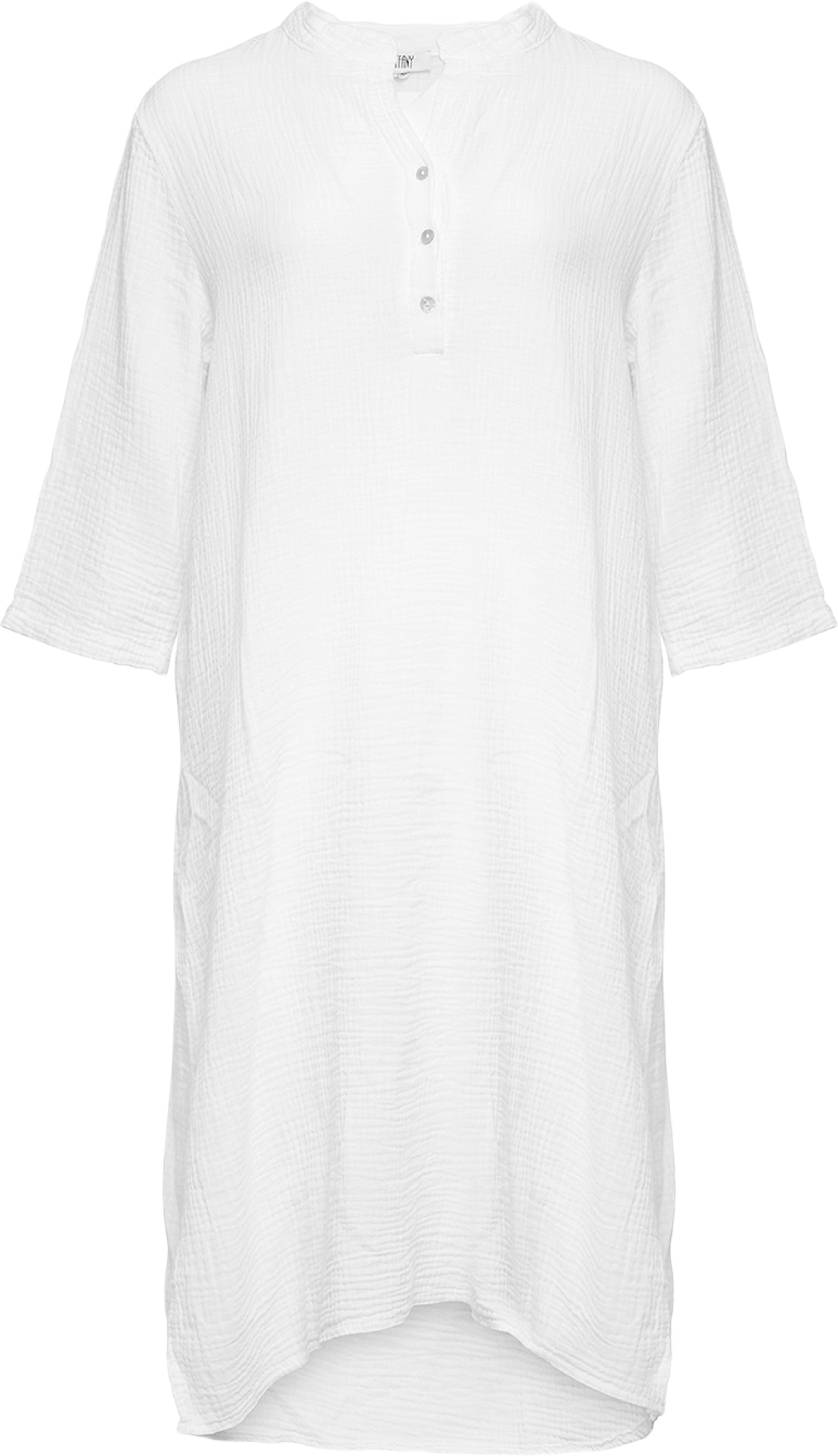 18970p,  Long Shirt Dress With Pocket, Linen - White