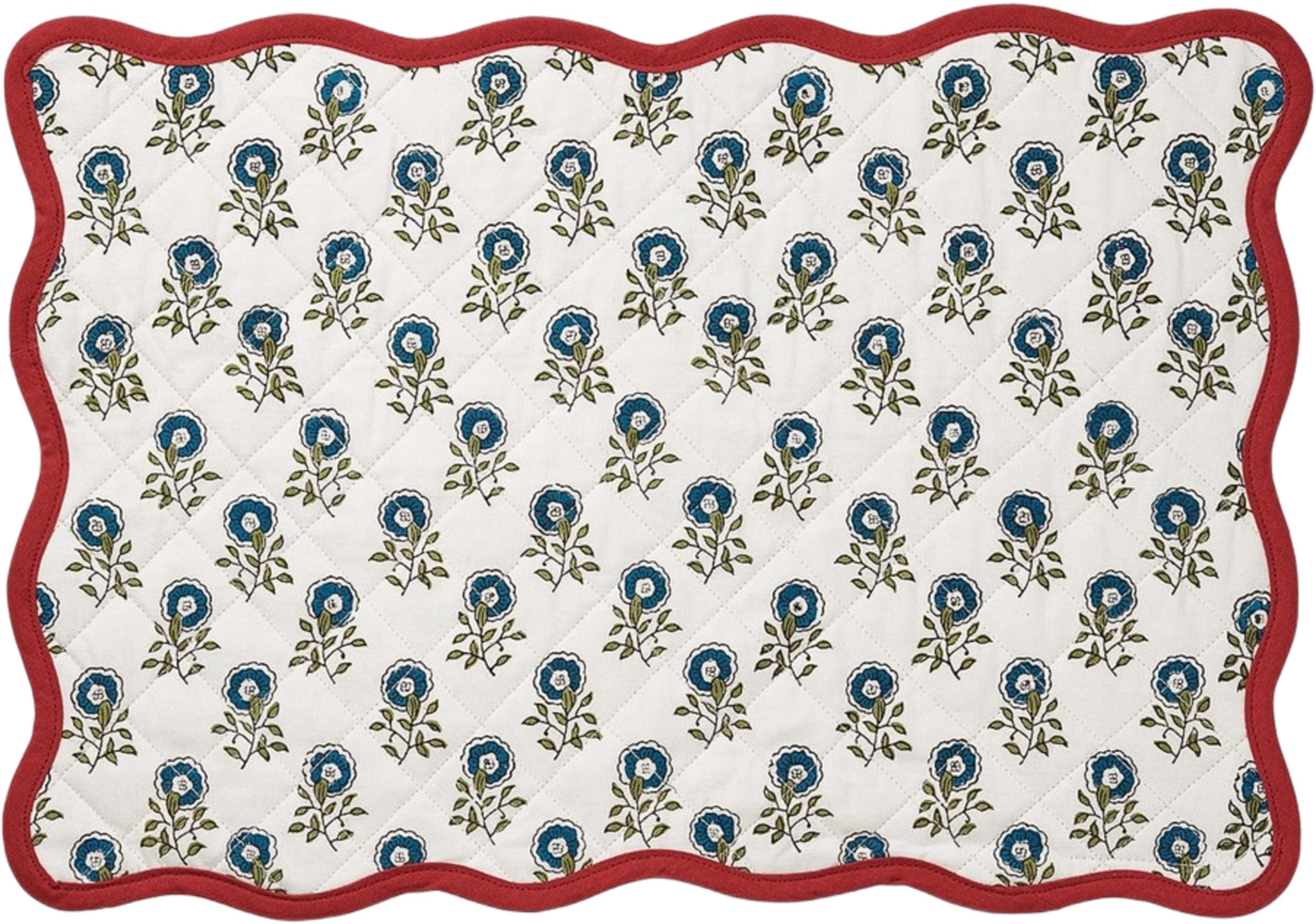 Scallop Quiltad Bordstablett -  33x48 Cm, från Pick A Poppy, i färgen teal. Klicka för att öppna bilden i stort format