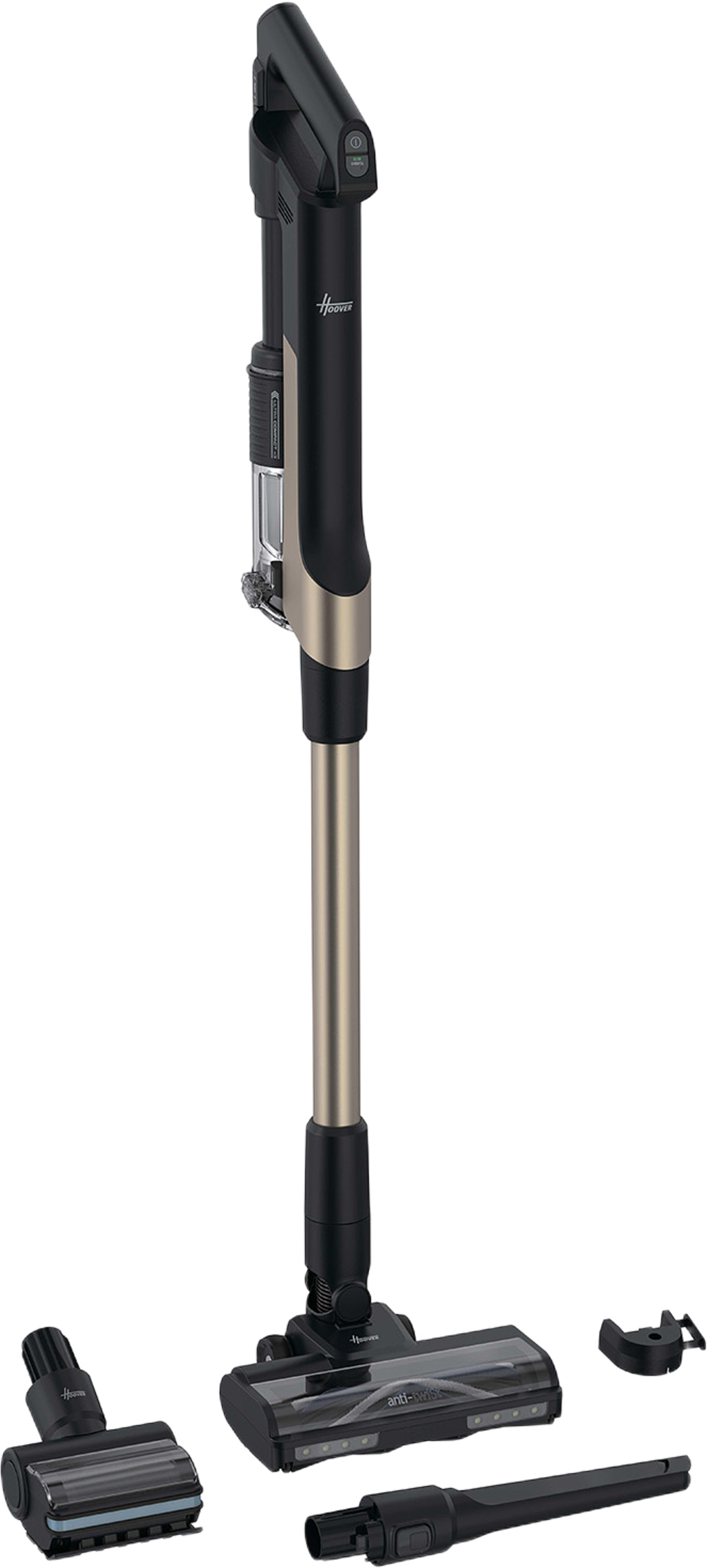 Skaftdammsugare Hf2 Pet All Floor 165w, från Hoover, i färgen urbansvart/dunemetallic. Klicka för att öppna bilden i stort format