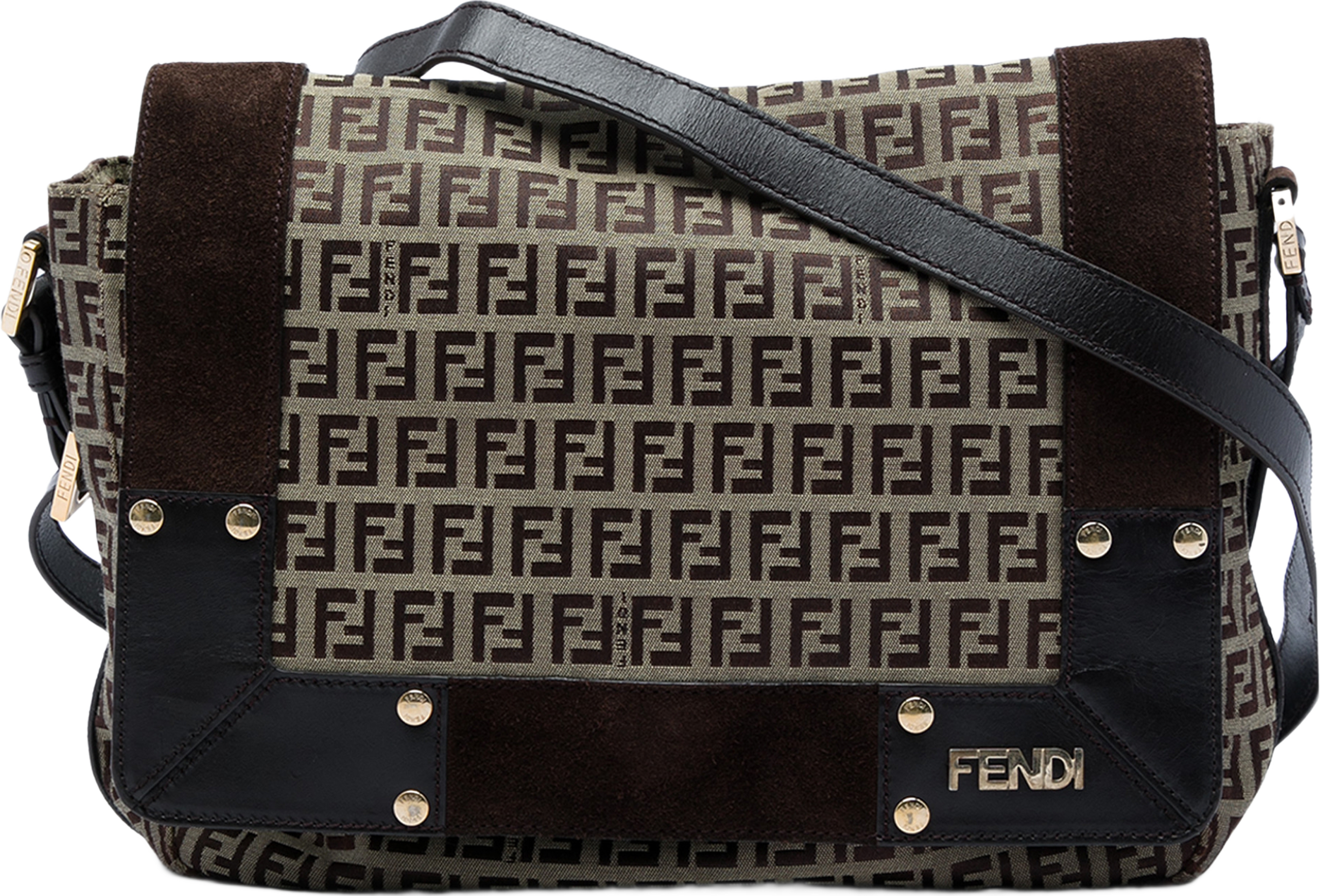 Fendi Zucchino Canvas Messenger Bag, från Luxclusif, i färgen beige. Klicka för att öppna bilden i stort format