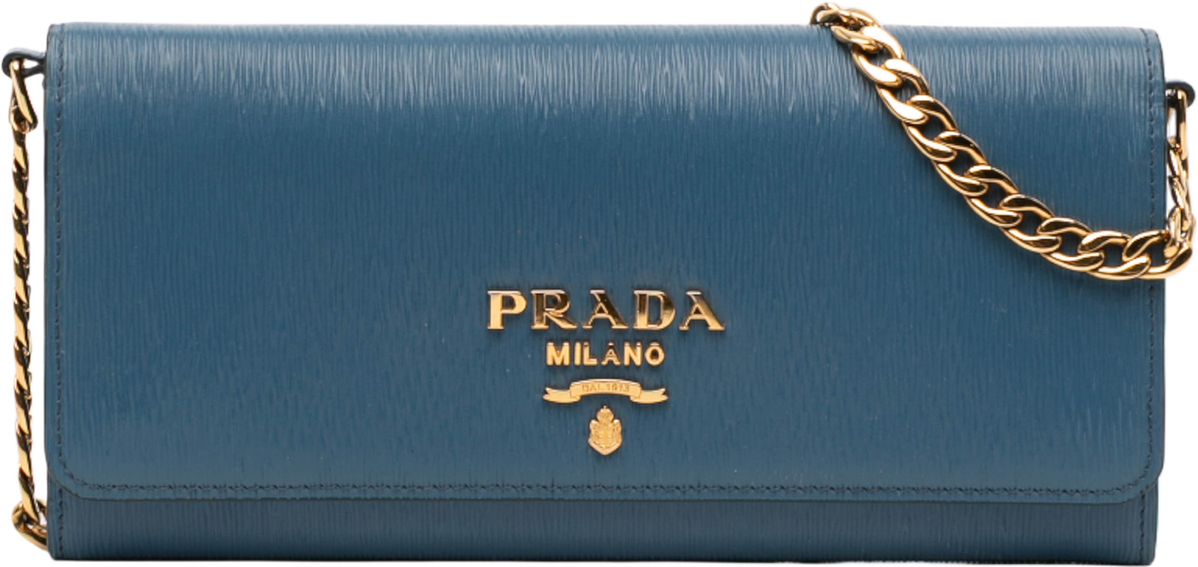 Prada Saffiano Wallet On Chain, från Luxclusif, i färgen blue. Klicka för att öppna bilden i stort format