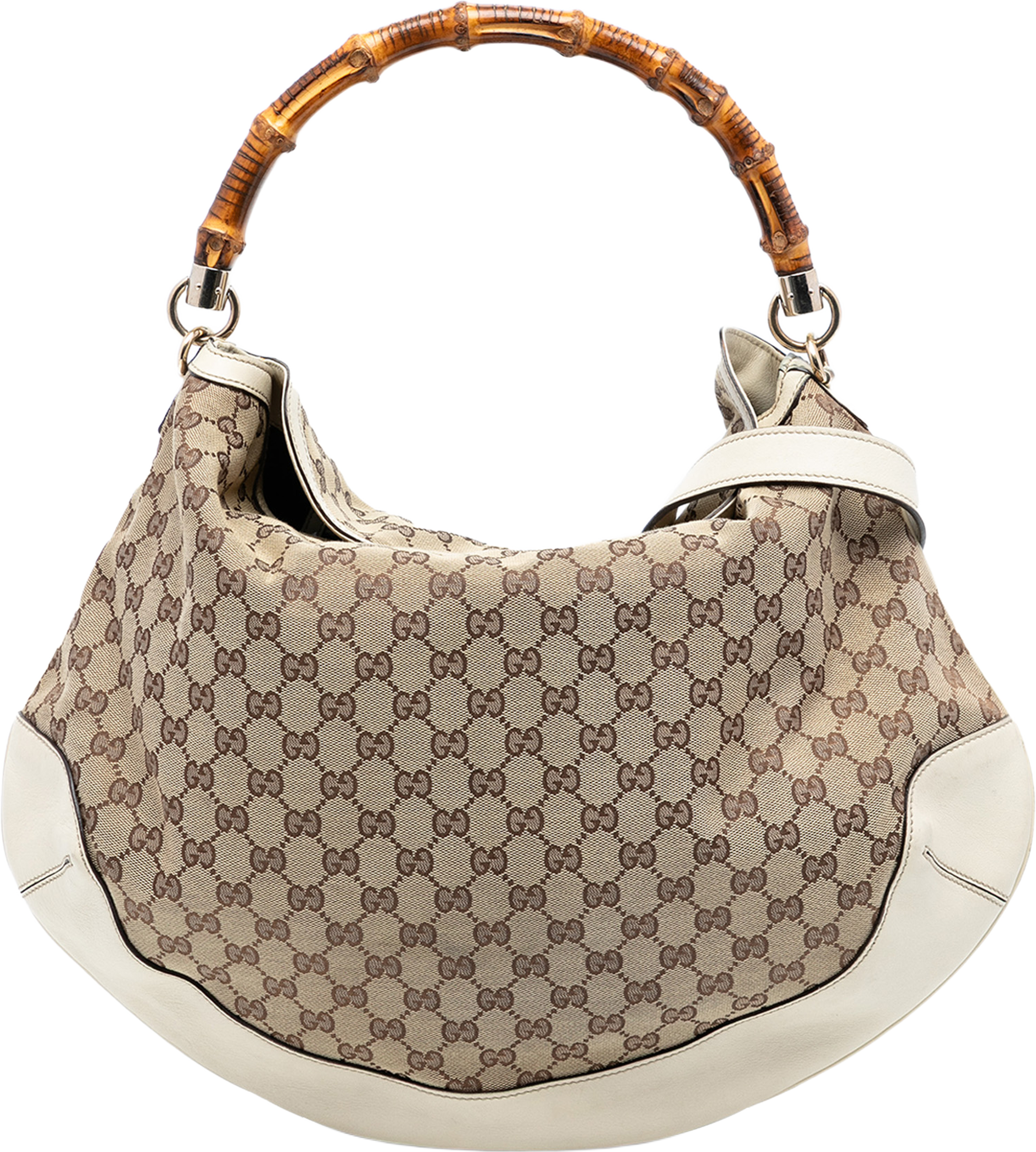 Gucci Gg Canvas Peggy Bamboo Hobo, från Luxclusif, i färgen beige. Klicka för att öppna bilden i stort format