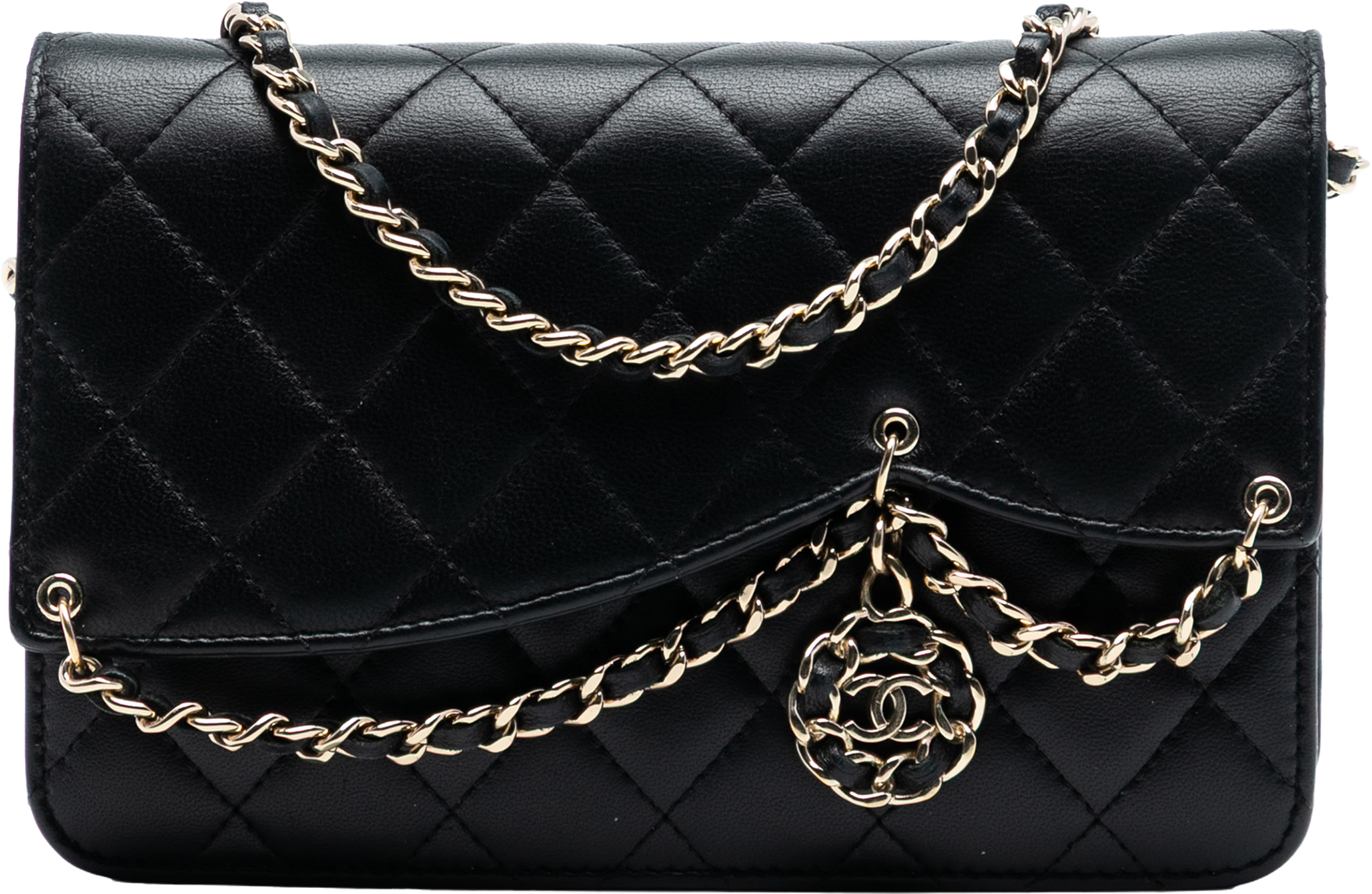 Chanel Quilted Lambskin Cc Charm Wallet On Chain, från Luxclusif, i färgen black. Klicka för att öppna bilden i stort format