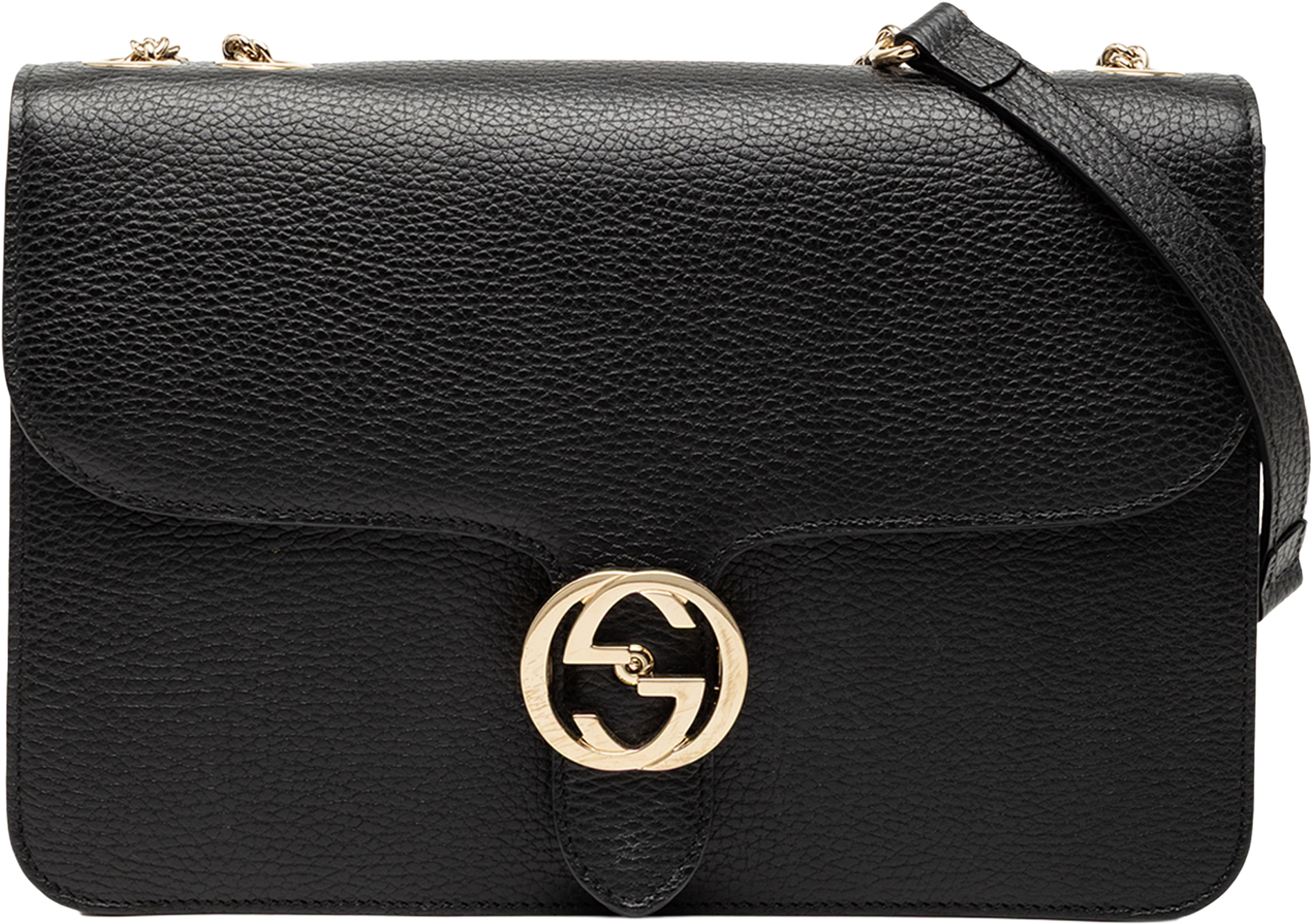 Gucci Medium Dollar Calfskin Interlocking G Crossbody, från Luxclusif, i färgen black. Klicka för att öppna bilden i stort format