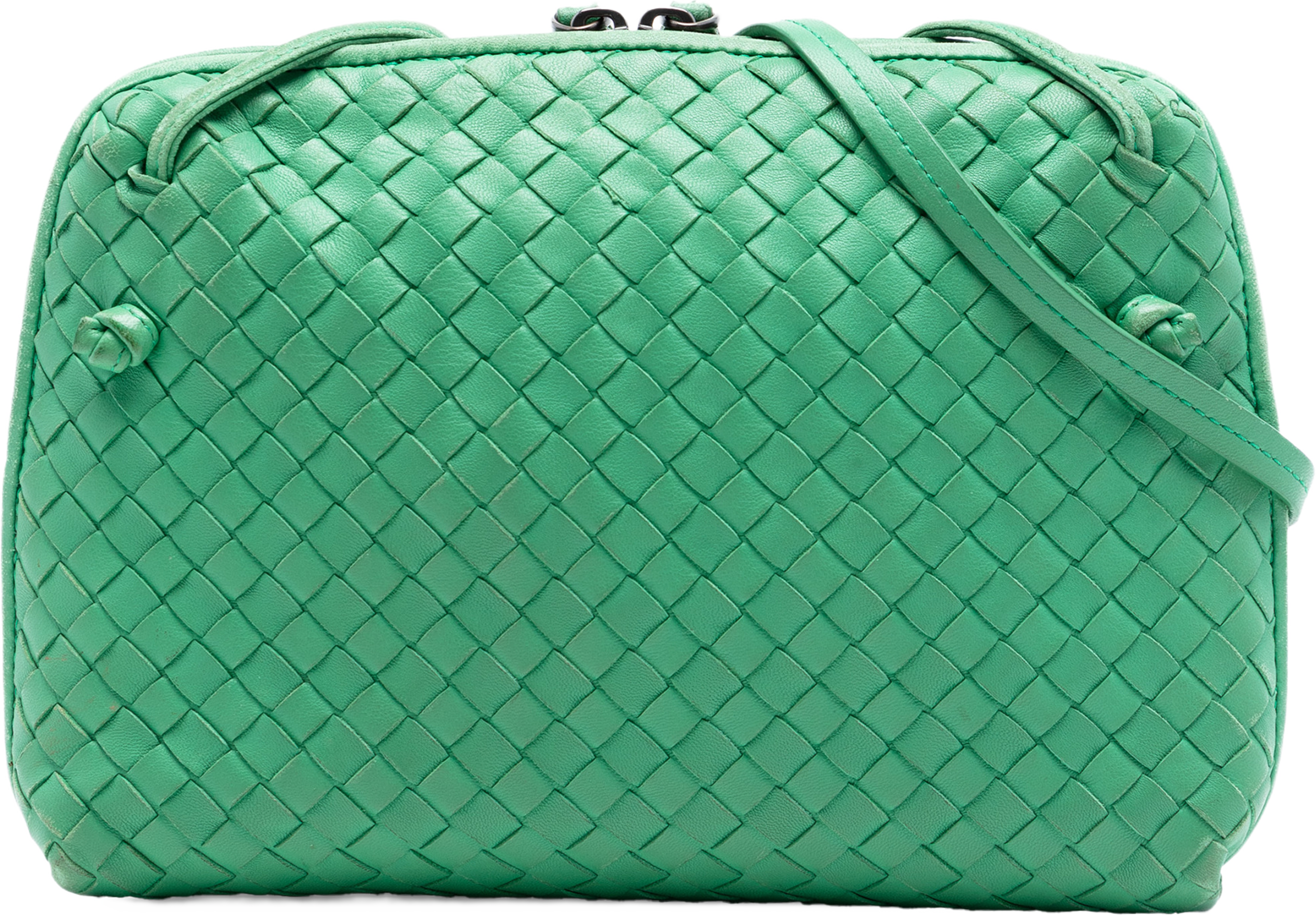Bottega Veneta Nappa Intrecciato Nodini Crossbody, från Luxclusif, i färgen green. Klicka för att öppna bilden i stort format