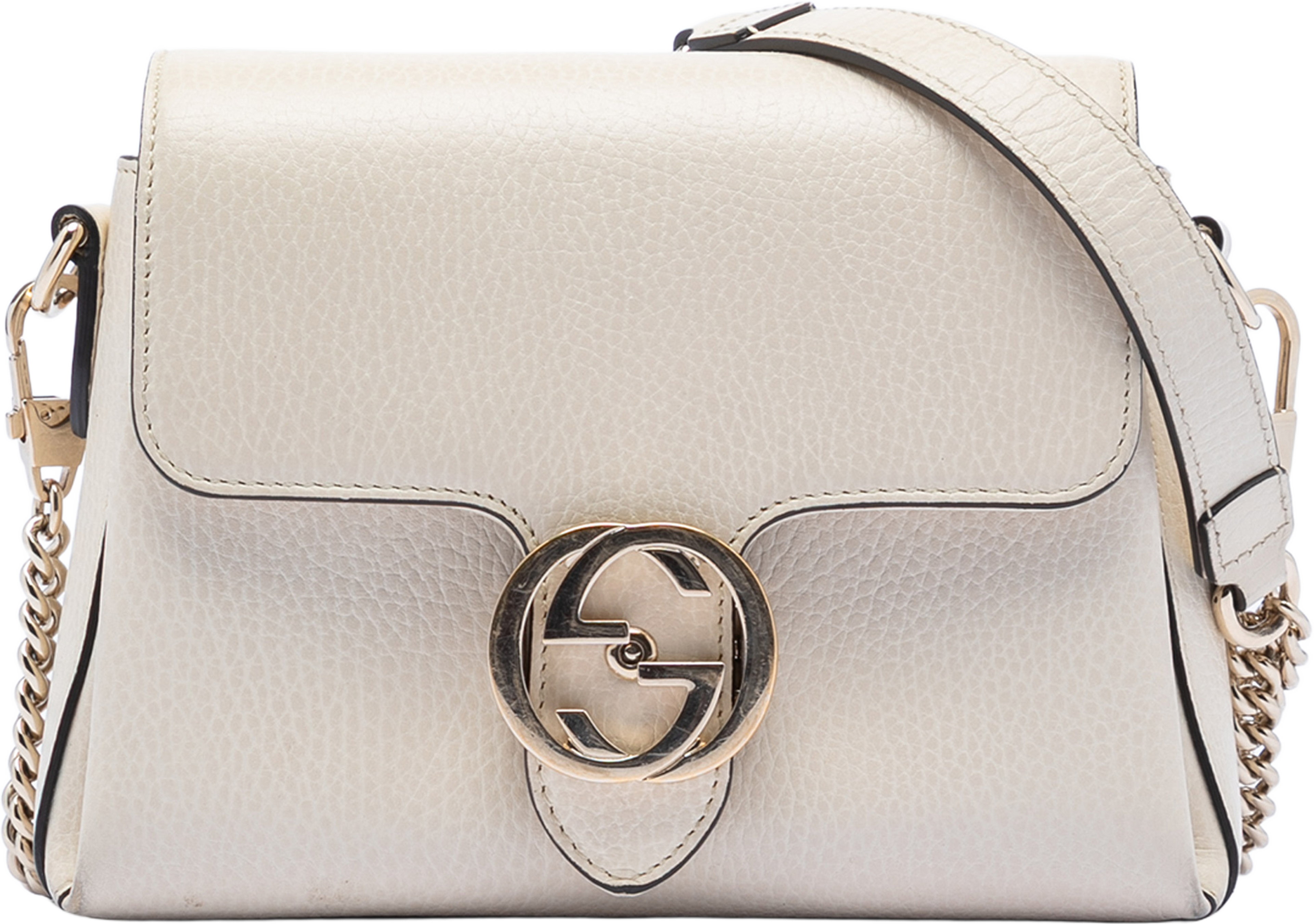 Gucci Small Dollar Calfskin Interlocking G Crossbody, från Luxclusif, i färgen ivory. Klicka för att öppna bilden i stort format