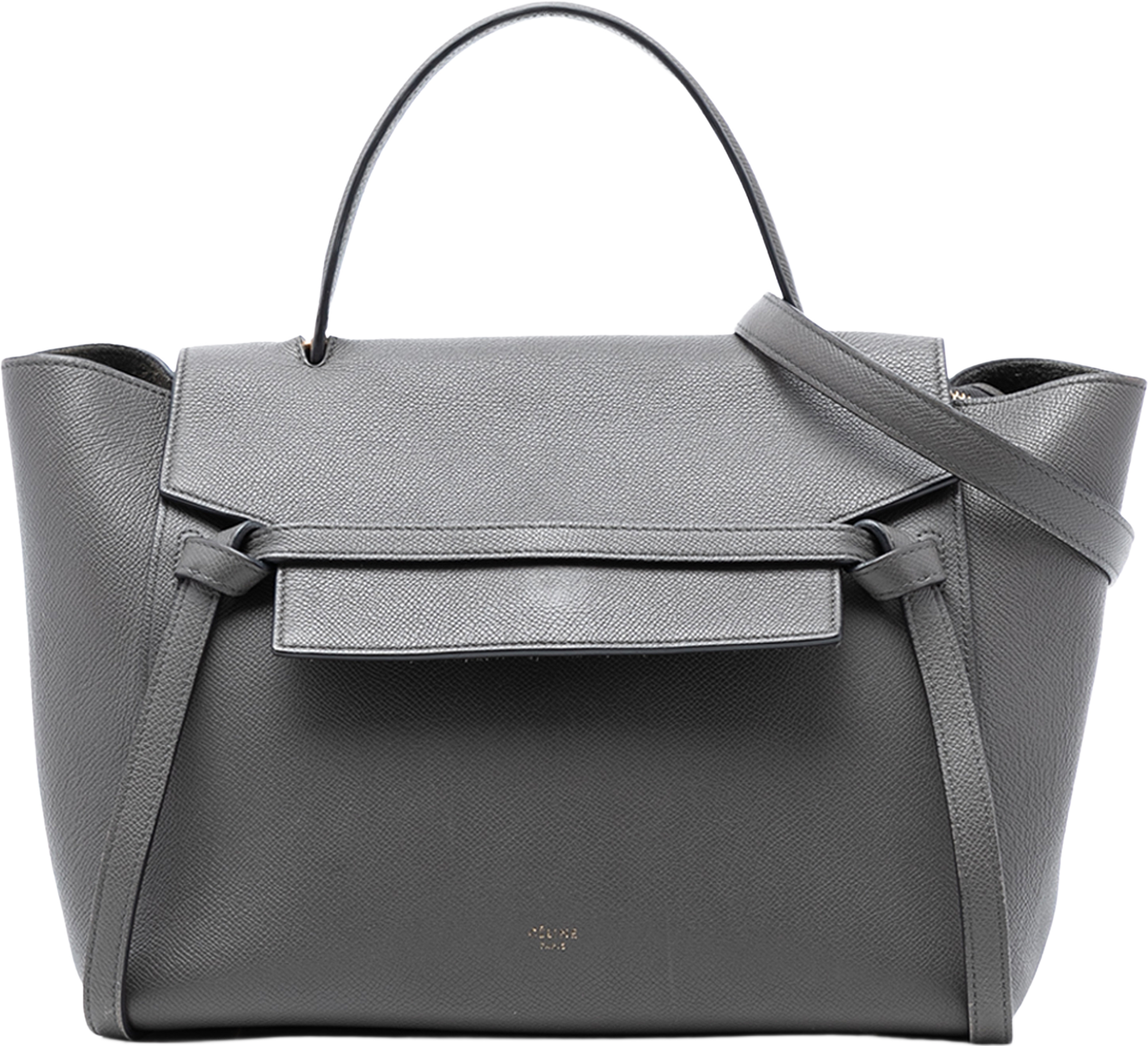 Celine Mini Grained Calfskin Belt Bag, från Luxclusif, i färgen dark gray. Klicka för att öppna bilden i stort format