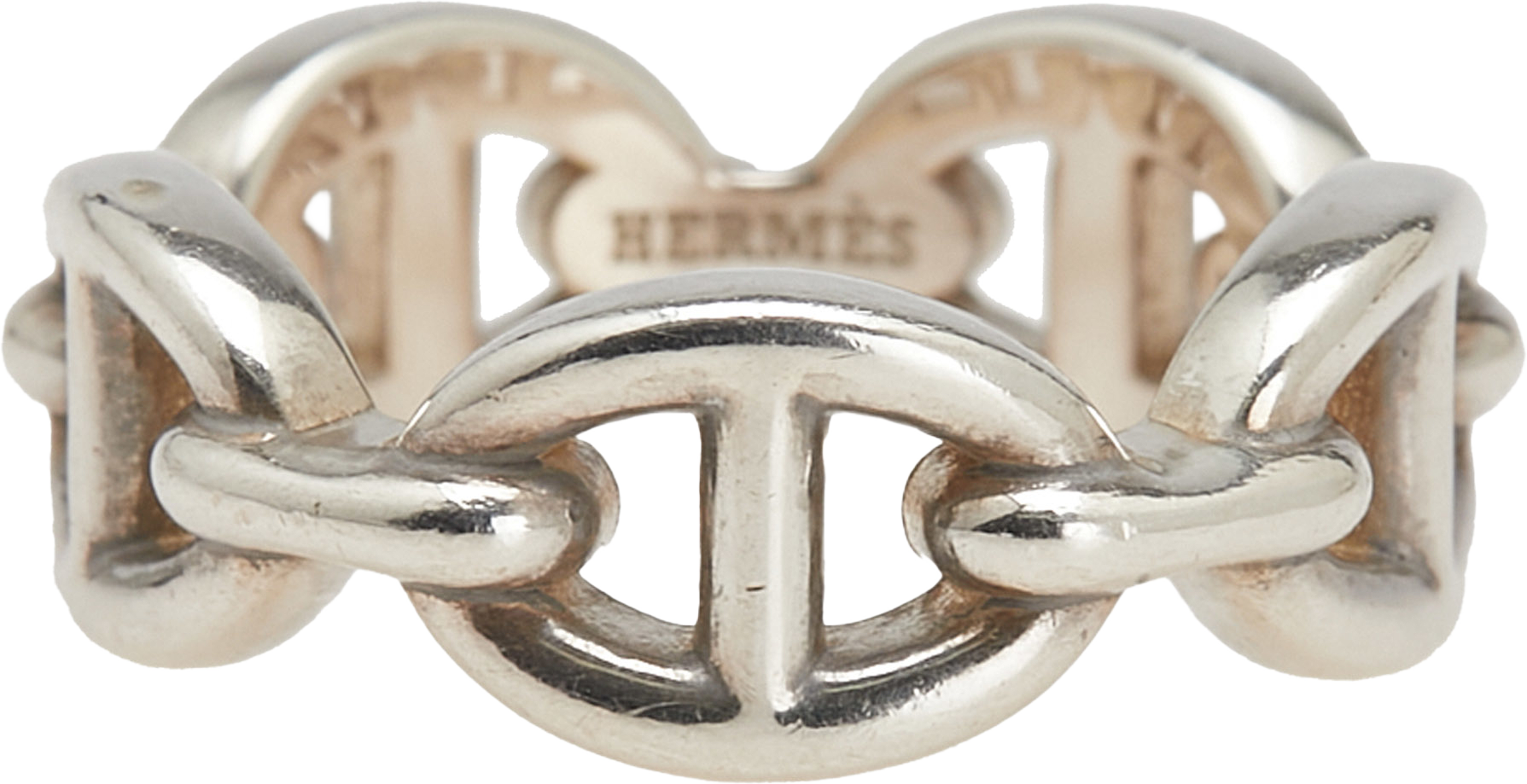Hermès Sterling Silver Chaine D'ancre Enchainee Ring, från Luxclusif, i färgen silver. Klicka för att öppna bilden i stort format