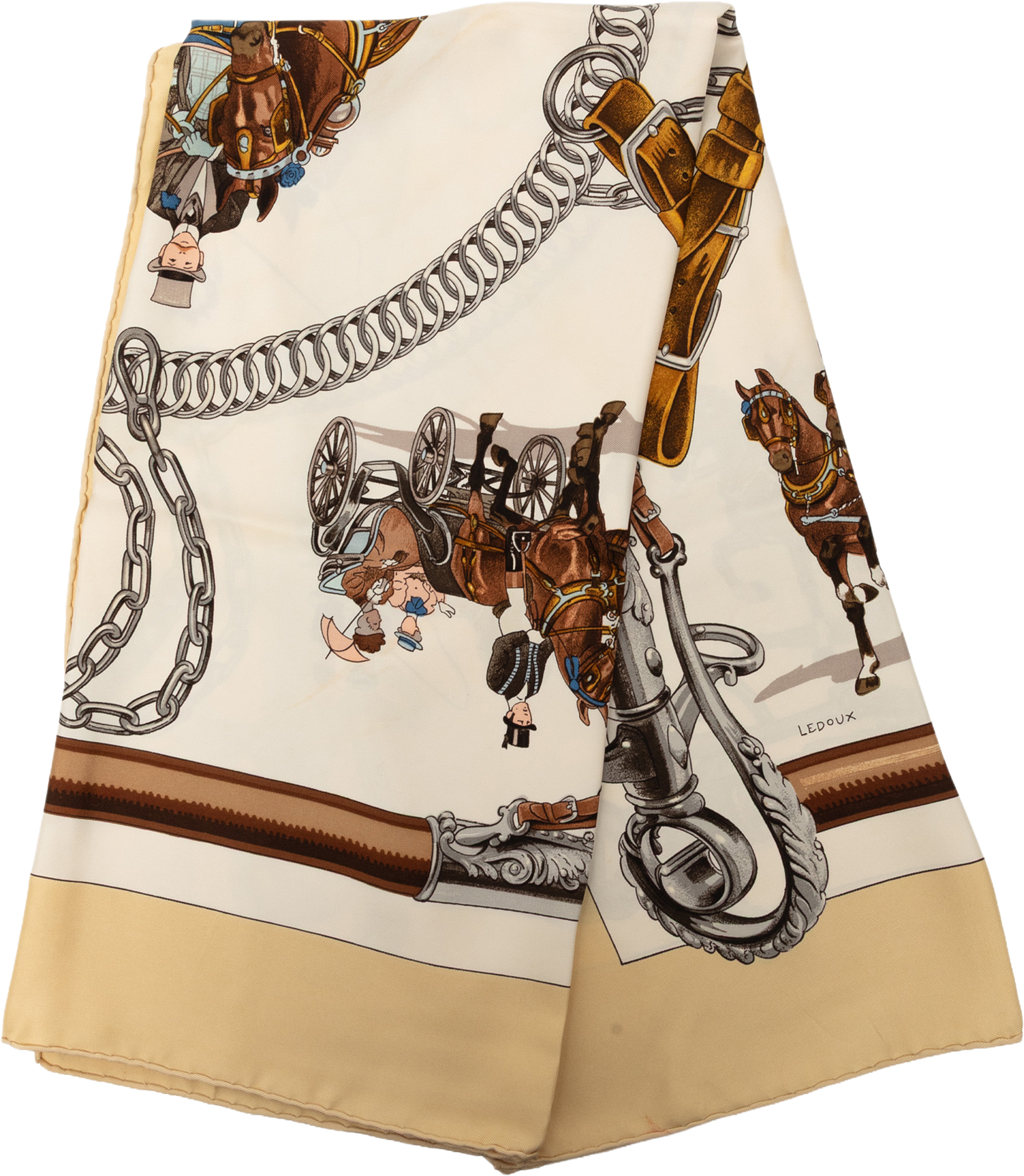 Hermès Equipages Silk Scarf 90, från Luxclusif, i färgen white. Klicka för att öppna bilden i stort format