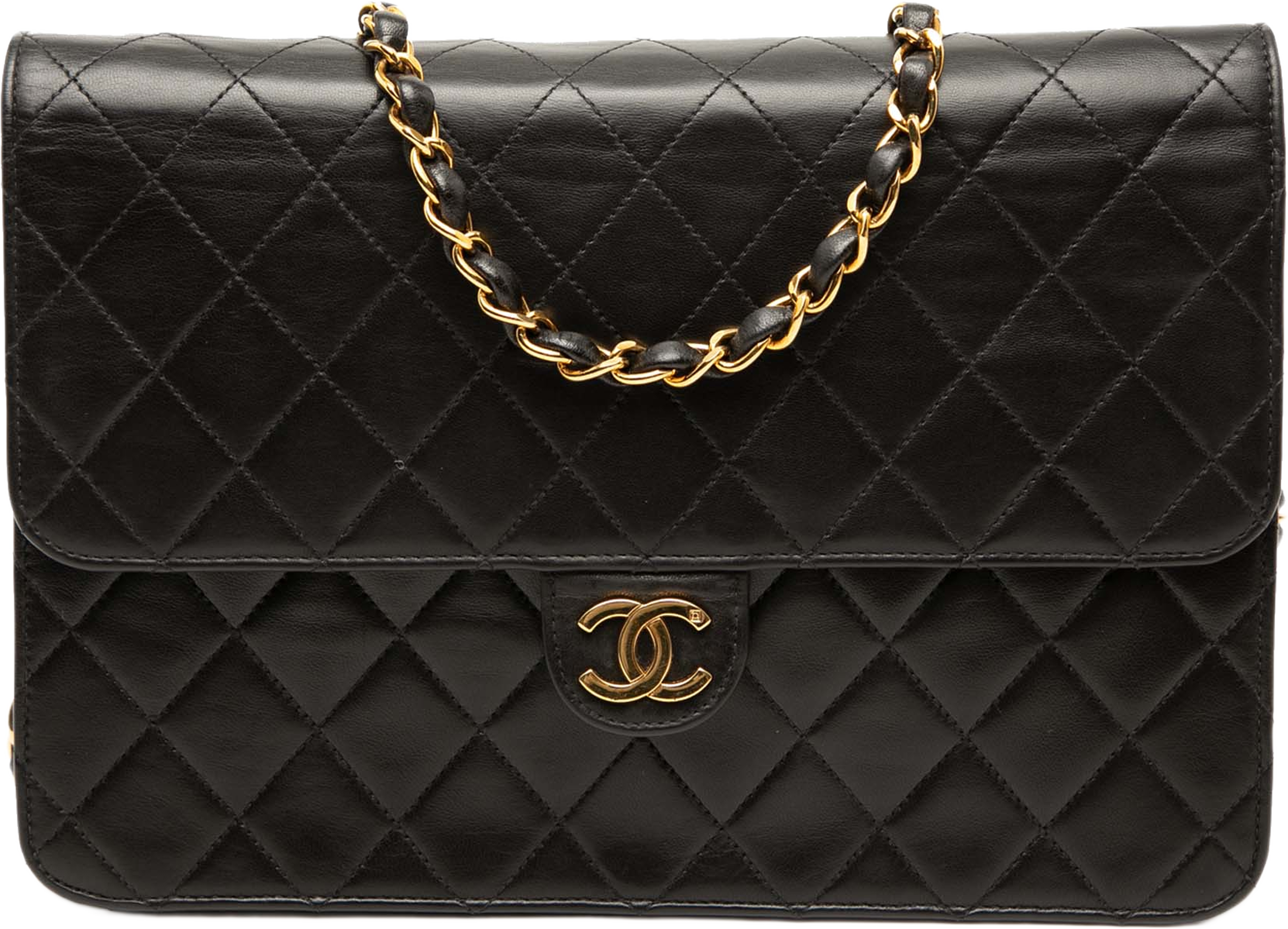Chanel Medium Cc Quilted Lambskin Single Flap, från Luxclusif, i färgen black. Klicka för att öppna bilden i stort format