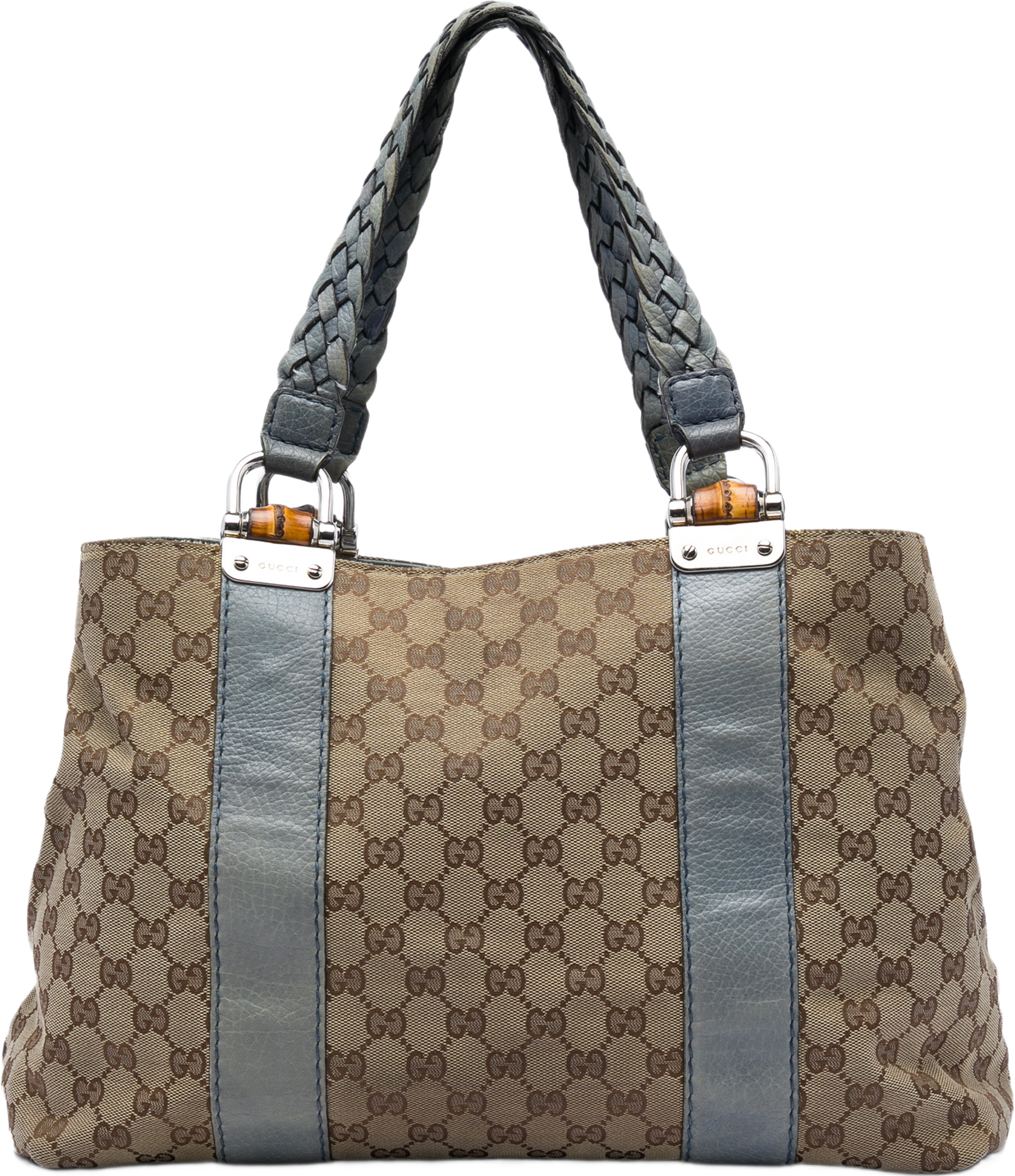 Gucci Medium Gg Canvas Bamboo Libeccio Tote, från Luxclusif, i färgen beige. Klicka för att öppna bilden i stort format
