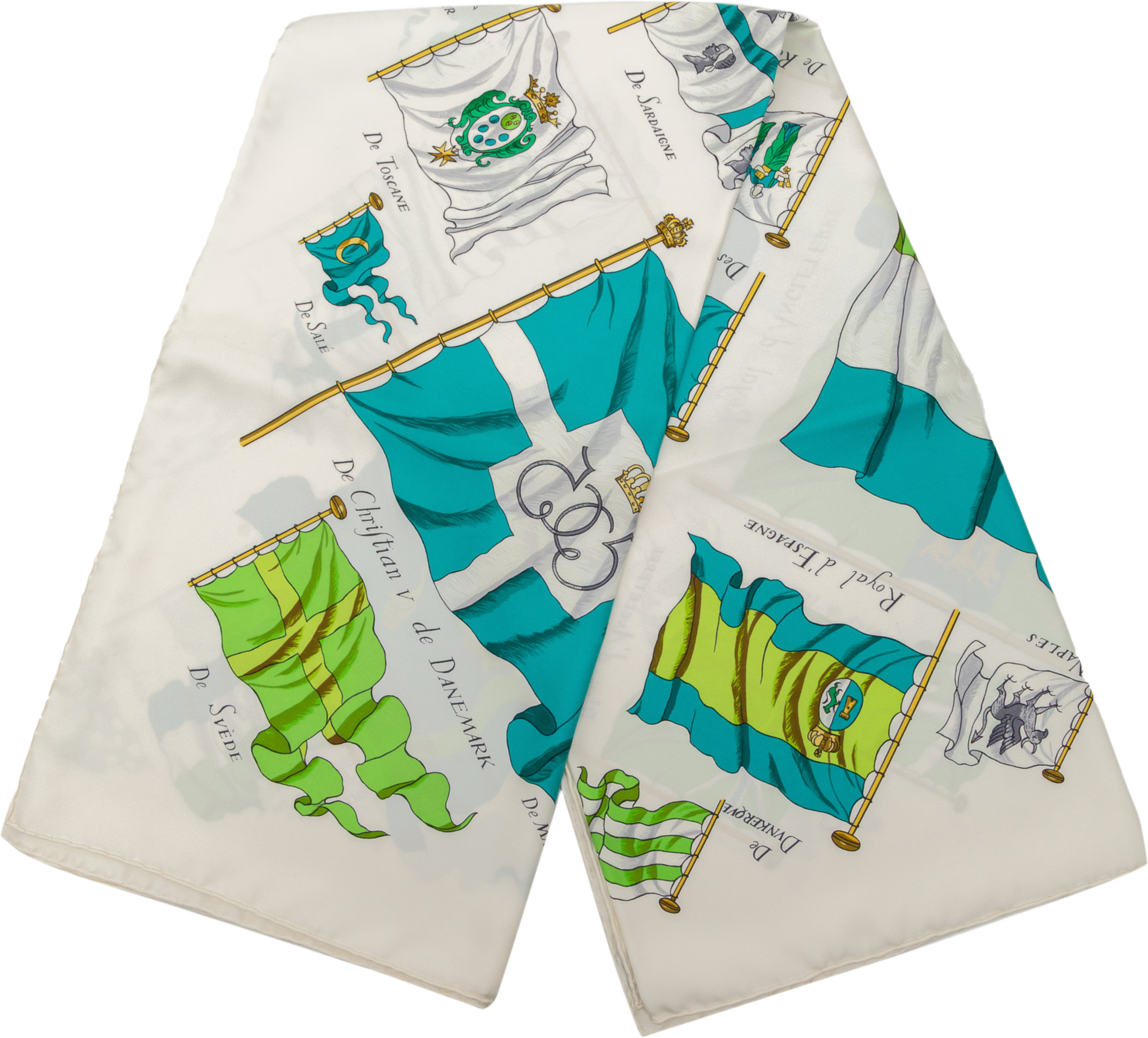 Hermès Pavois Silk Scarf 90, från Luxclusif, i färgen white. Klicka för att öppna bilden i stort format