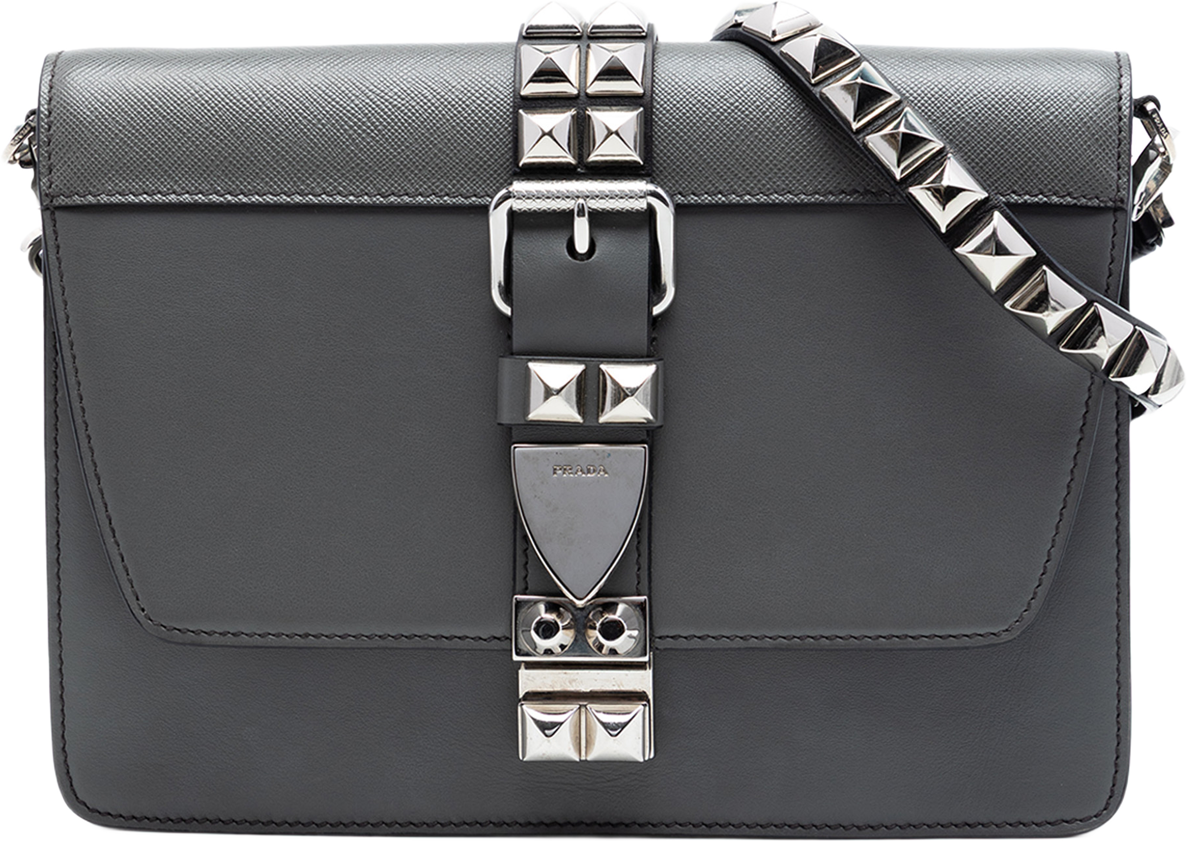Prada City Calf And Saffiano Elektra Crossbody, från Luxclusif, i färgen dark gray. Klicka för att öppna bilden i stort format