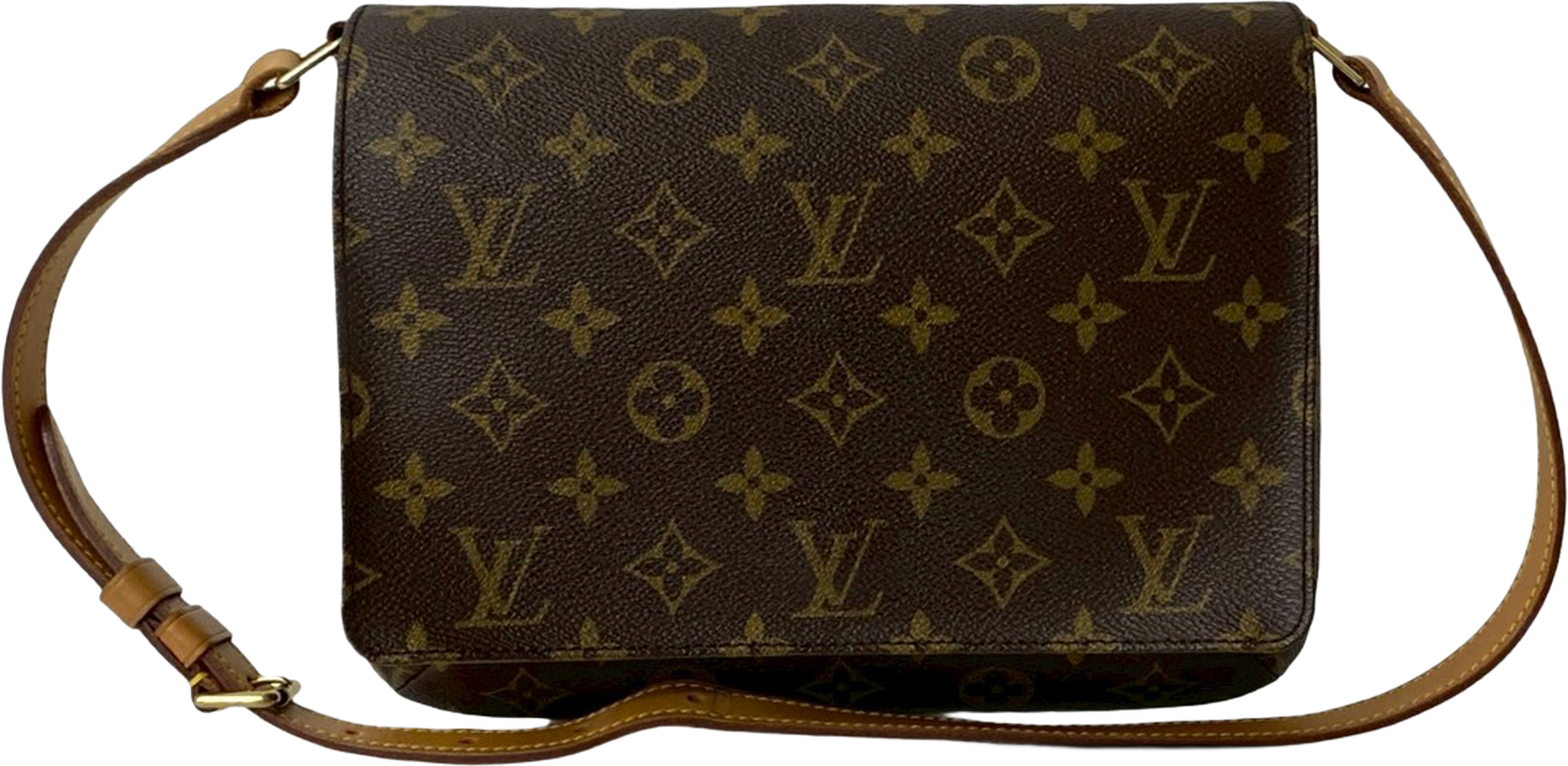 Louis Vuitton Monogram Musette Tango Short Strap, från Luxclusif, i färgen brown. Klicka för att öppna bilden i stort format