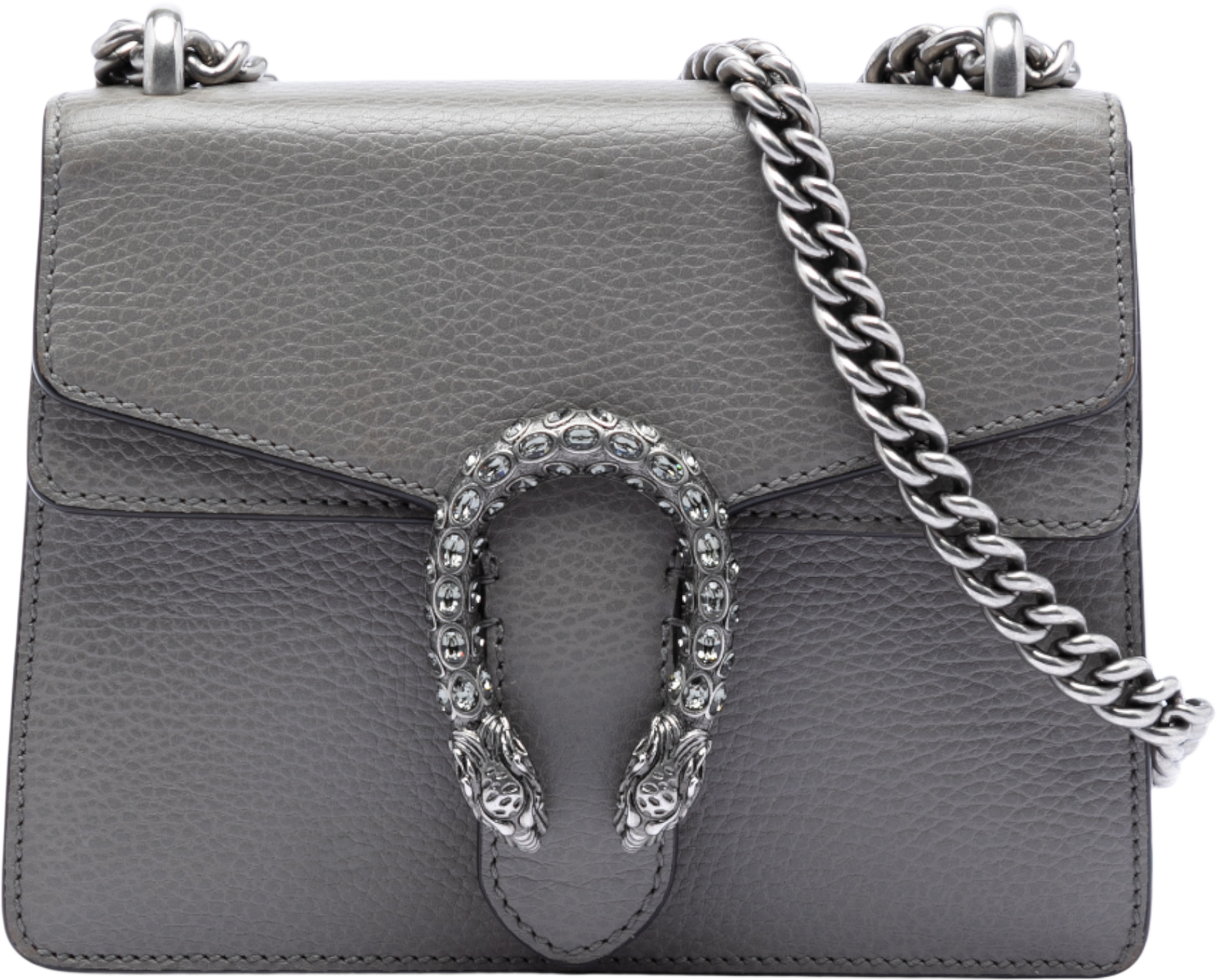 Gucci Small Leather Dionysus Crossbody, från Luxclusif, i färgen gray. Klicka för att öppna bilden i stort format