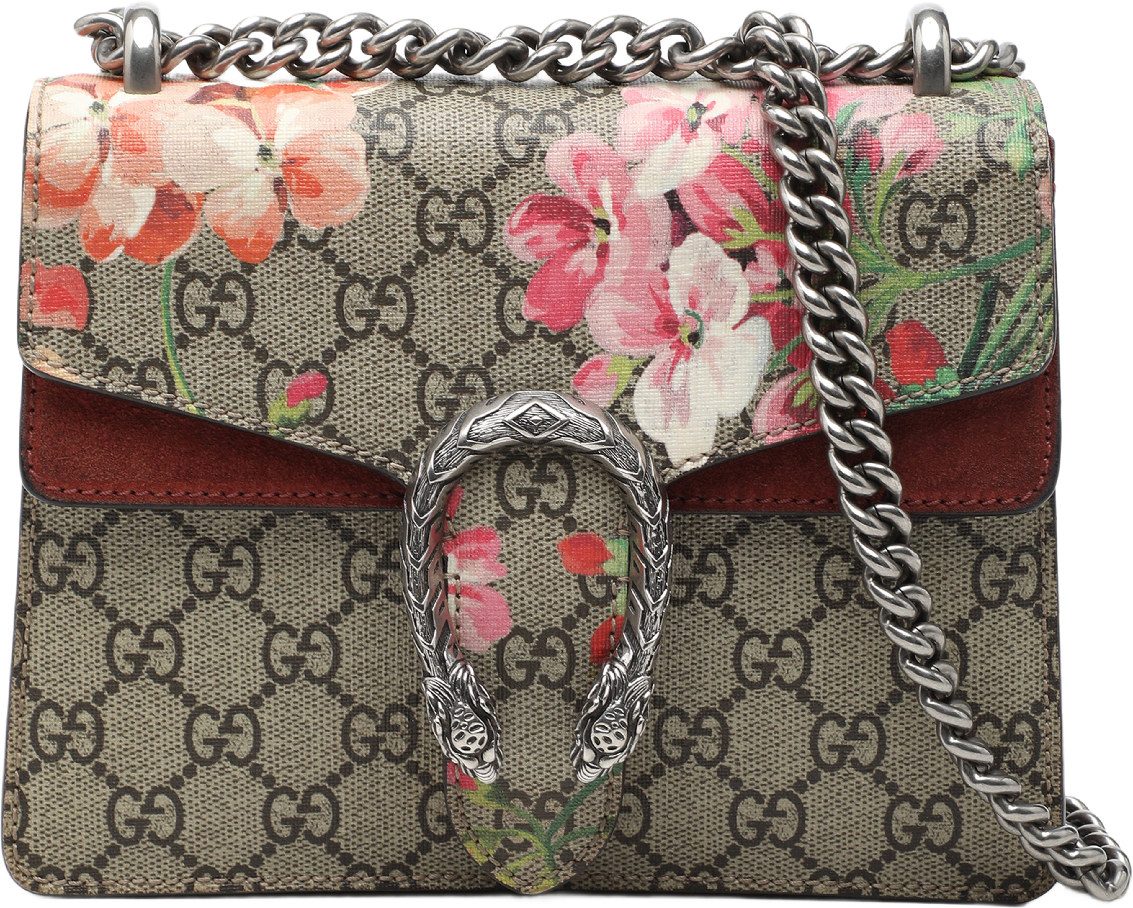 Gucci Small Gg Supreme Blooms Dionysus Crossbody, från Luxclusif, i färgen beige. Klicka för att öppna bilden i stort format