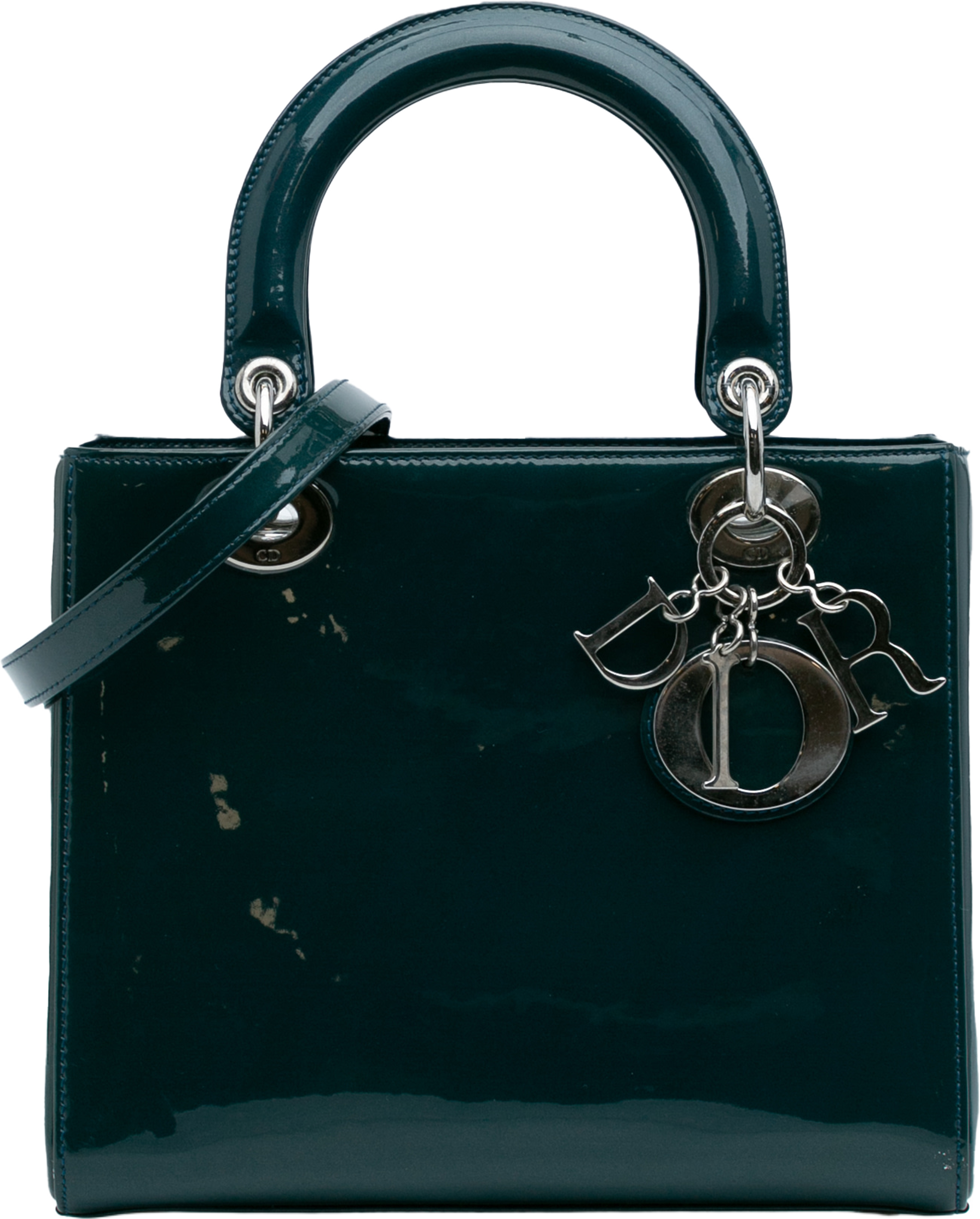 Dior Medium Patent Lady Dior, från Luxclusif, i färgen dark green. Klicka för att öppna bilden i stort format