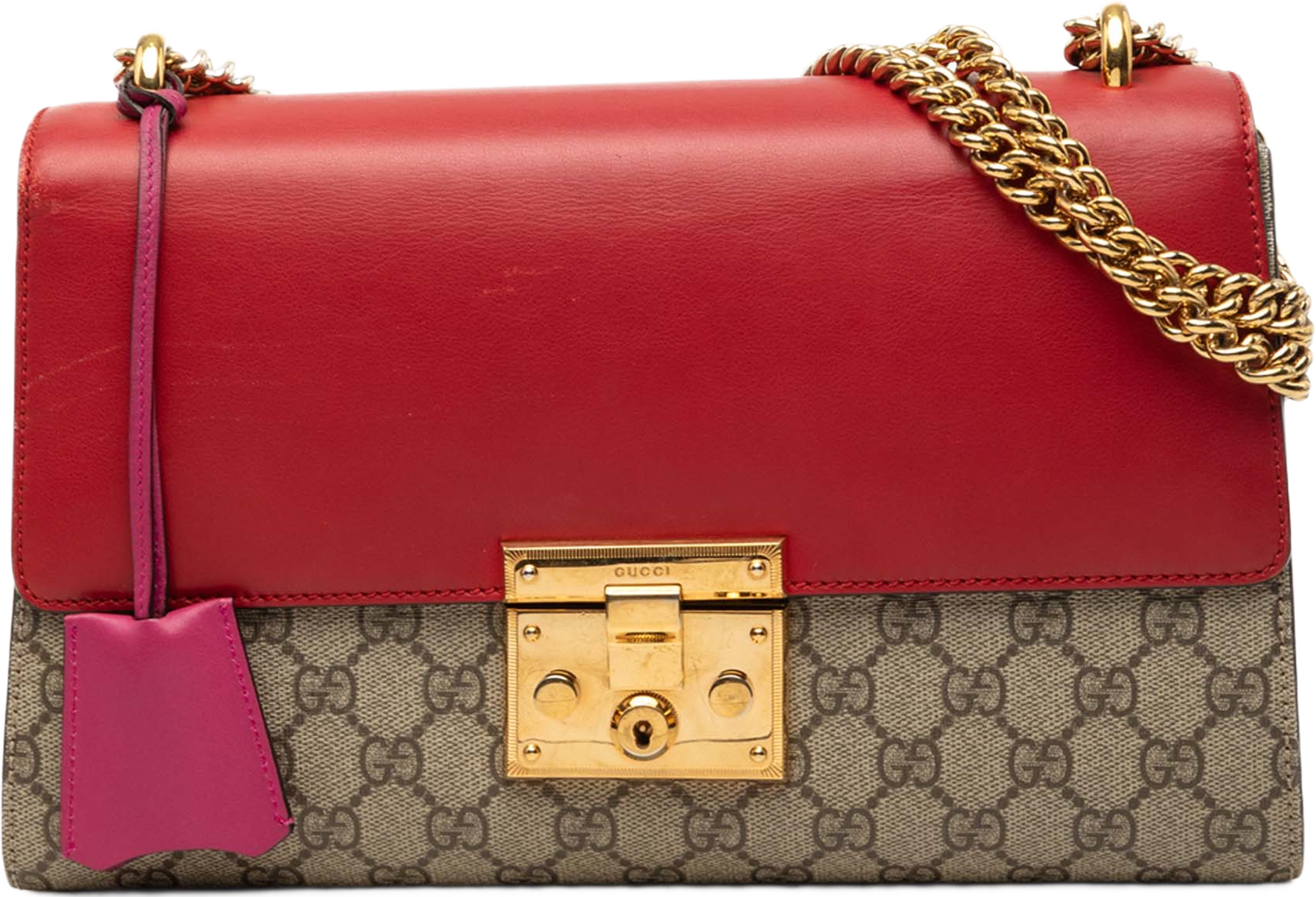 Gucci Medium Gg Supreme Padlock Shoulder Bag, från Luxclusif, i färgen beige. Klicka för att öppna bilden i stort format