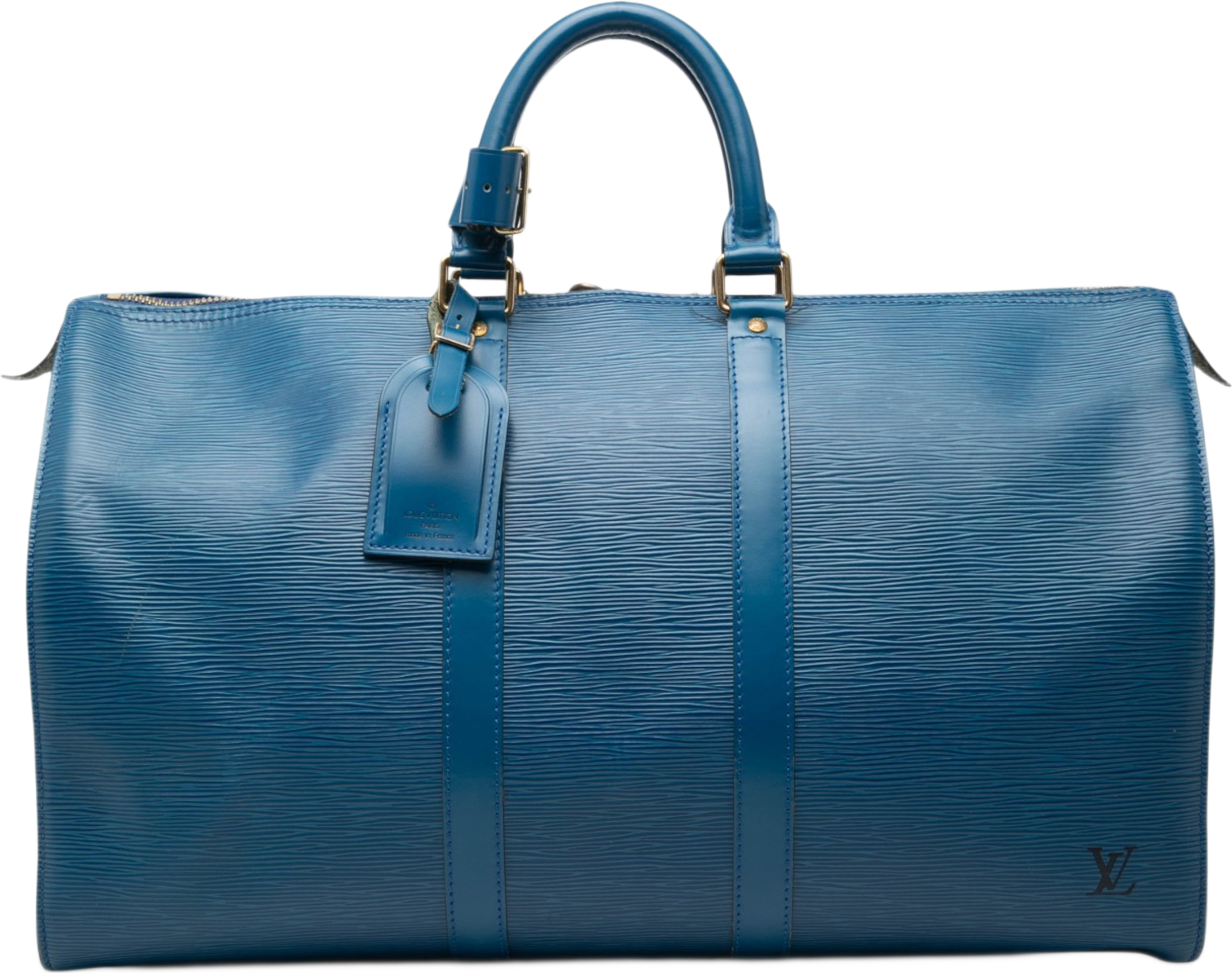 Louis Vuitton Epi Keepall 45, från Luxclusif, i färgen blue. Klicka för att öppna bilden i stort format