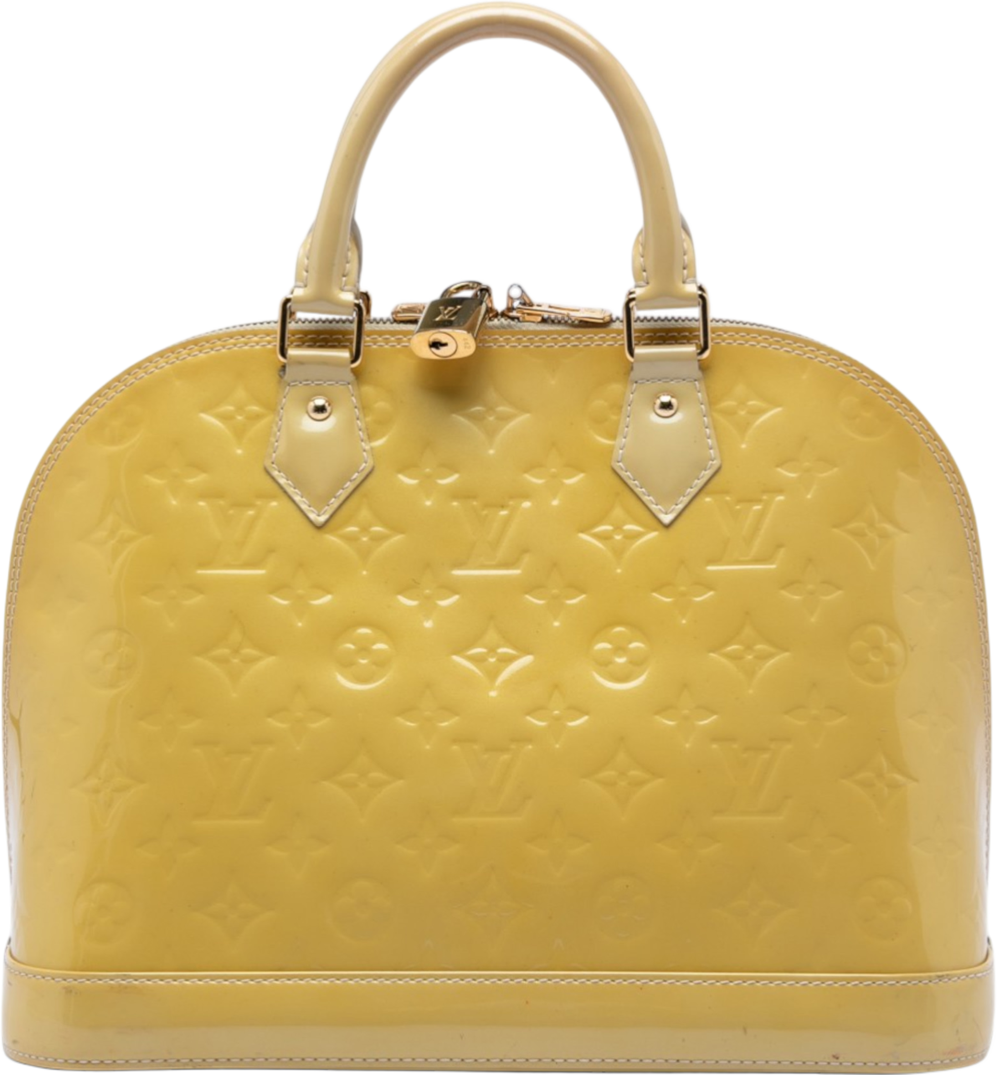 Louis Vuitton Monogram Vernis Alma Pm, från Luxclusif, i färgen beige. Klicka för att öppna bilden i stort format