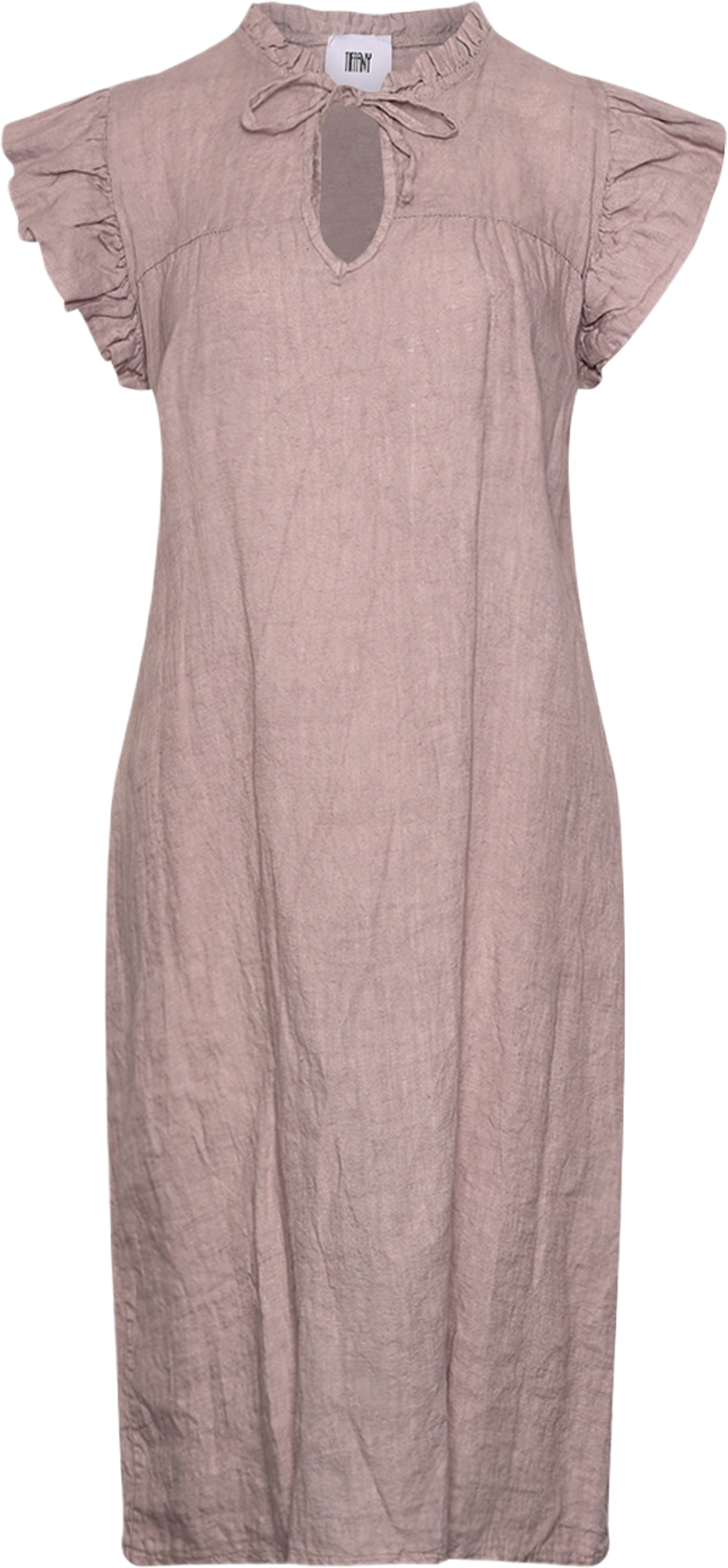 Etta, Frill Dress, Linen - Dust Lavender