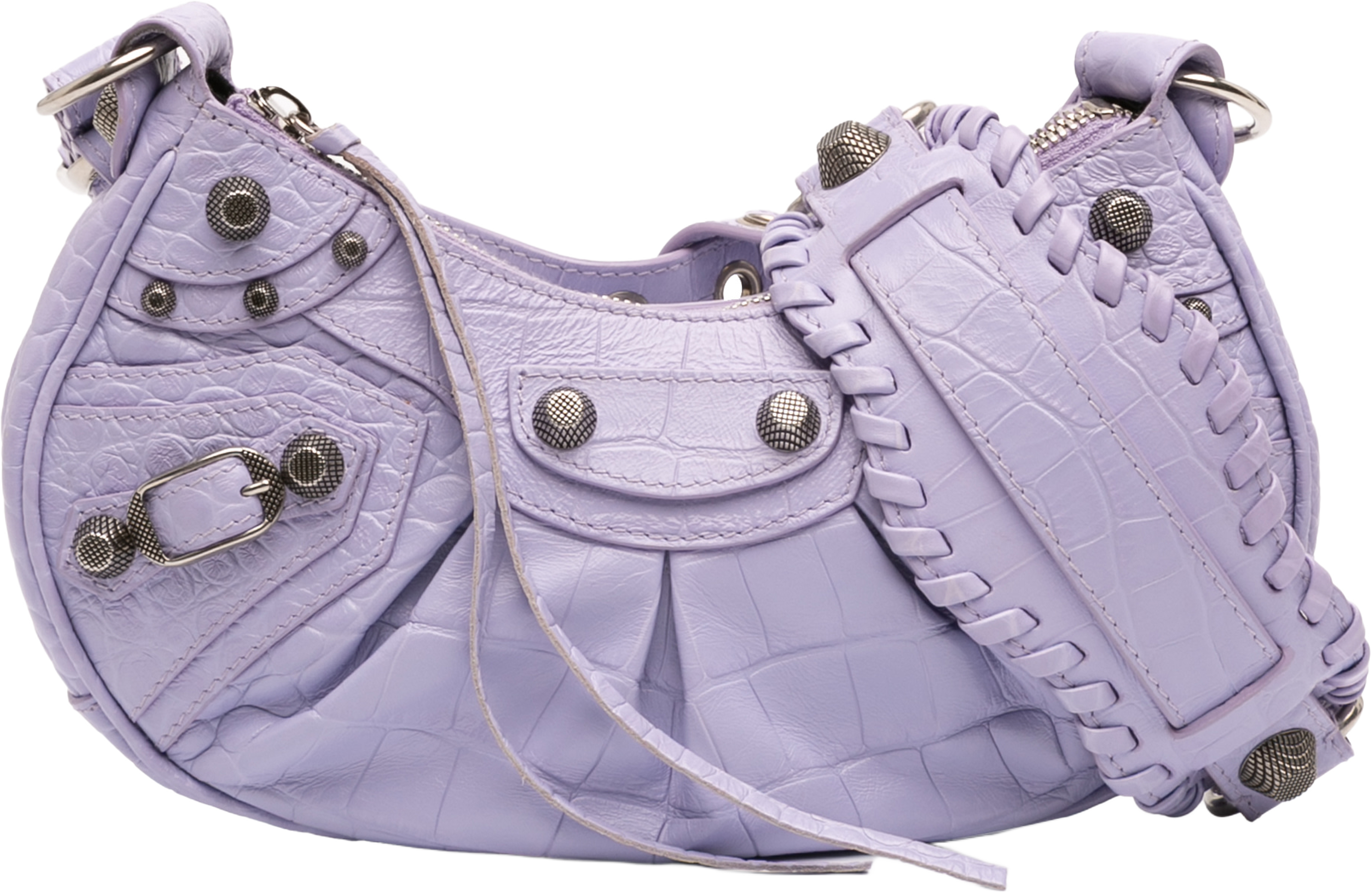 Balenciaga Croc Embossed Leather Motocross Le Cagole Xs, från Luxclusif, i färgen lavender. Klicka för att öppna bilden i stort format